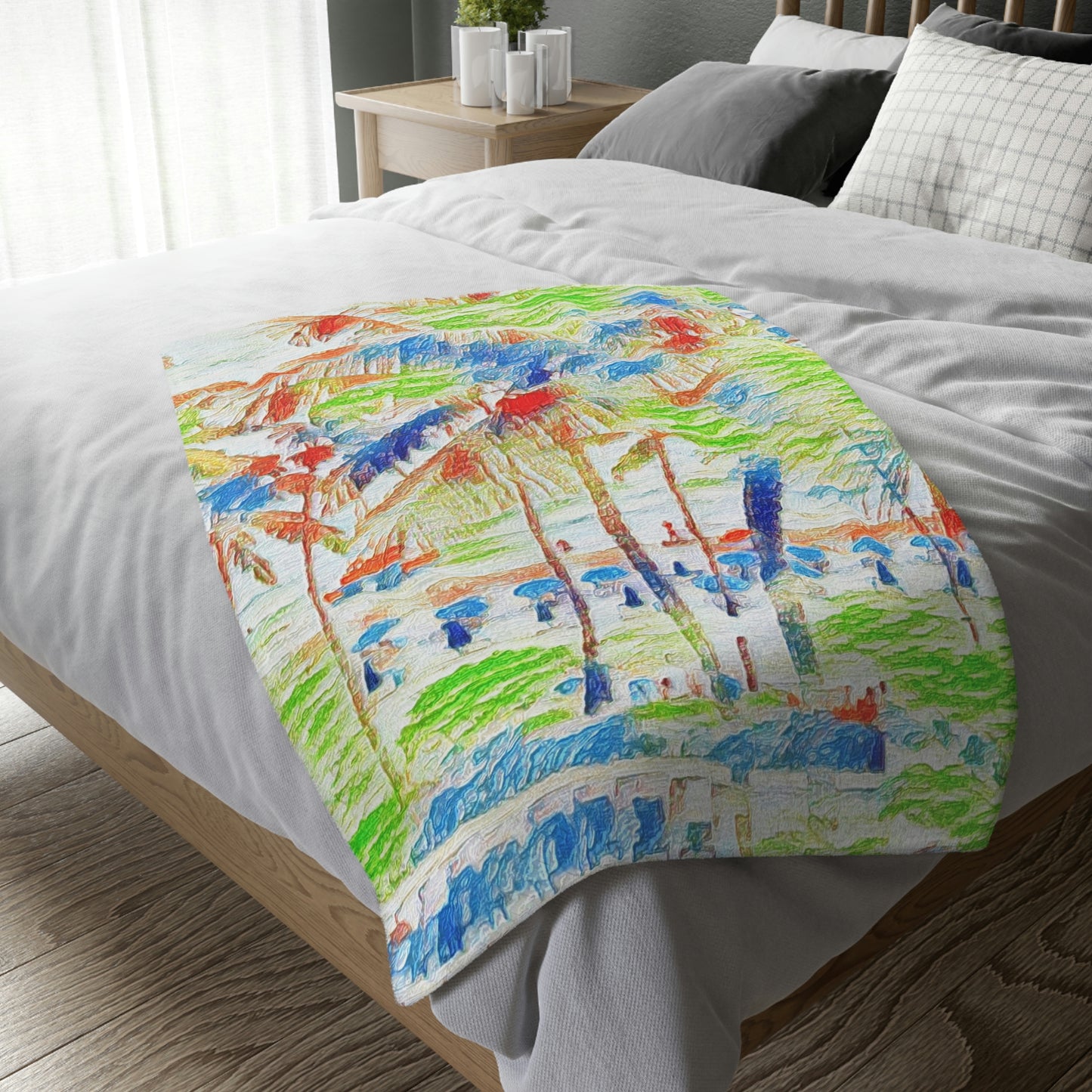 Velveteen Minky Blanket (Two-sided print) ... "The Royal Hawai'ian: Waikiki Beach_Beach" ... Honolulu, HI ... October 2014 (Halloween) ... Original Works ...