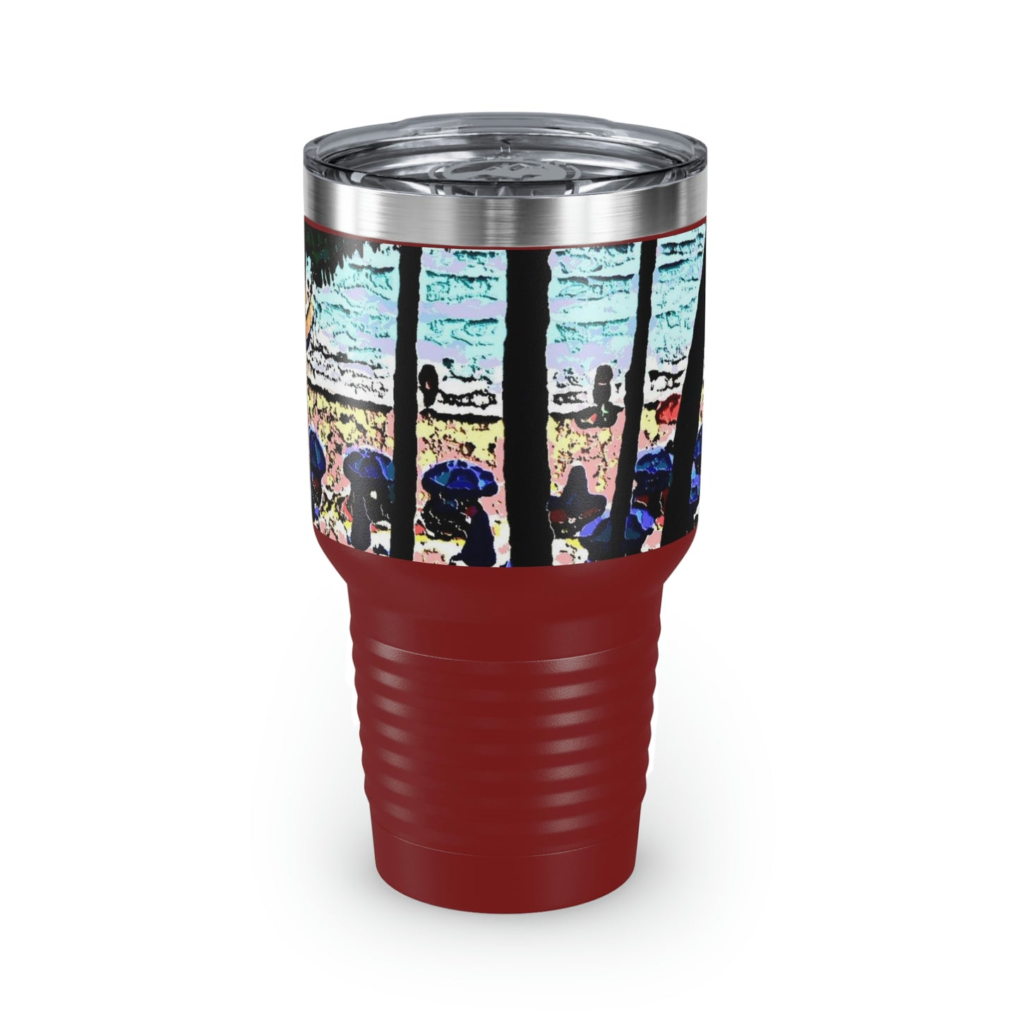 Ringneck Tumbler, 30oz ... "A Beautiful Beach Amongst The Palms" ... The Outrigger Waikiki, Honolulu, Oahu ... Original Works ...