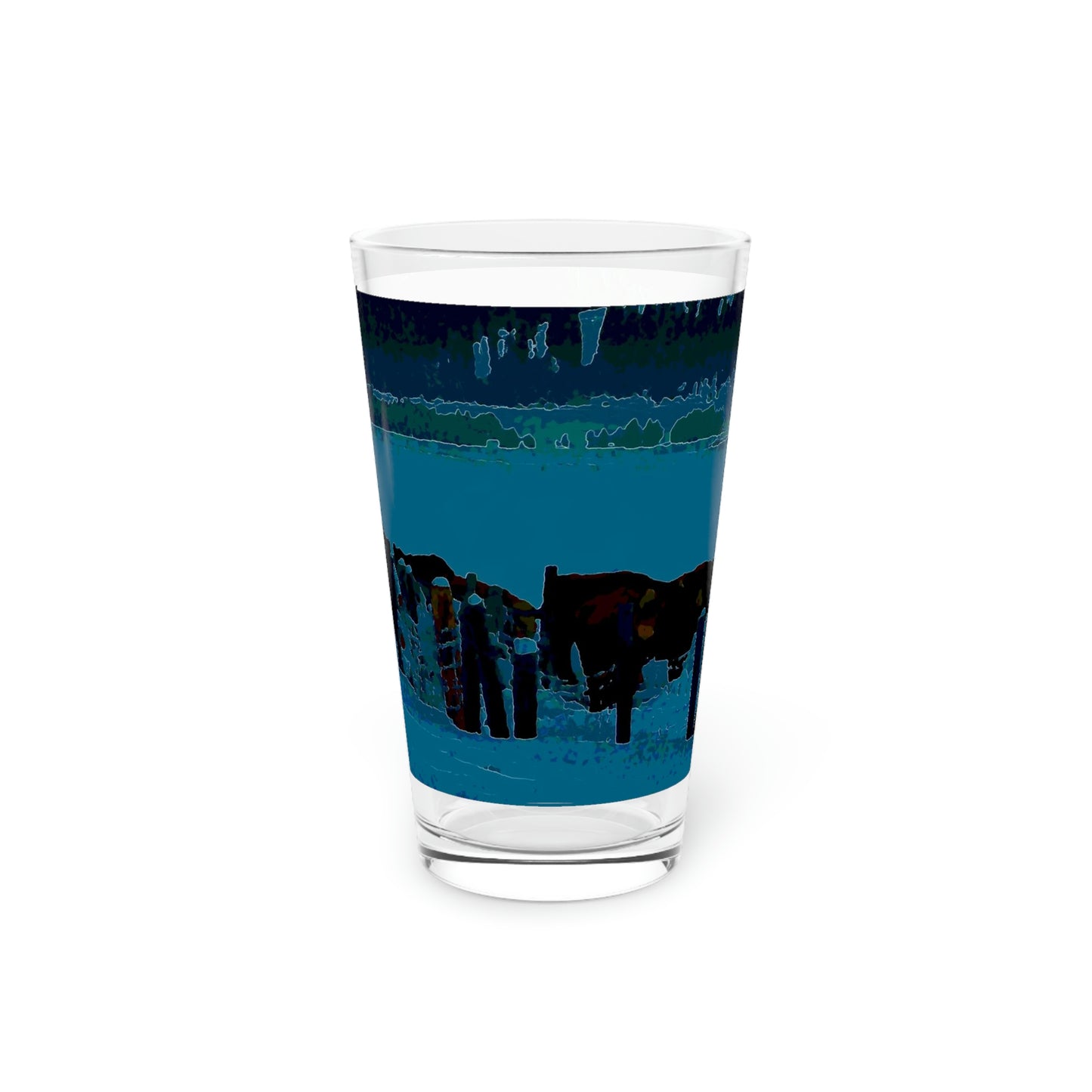 Pint Glass, 16oz ... A Quiet Morning ... "Along The Red River & Nature Preserve Plateau" ... Jan23 ... Original Works ...