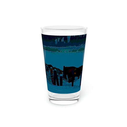 Pint Glass, 16oz ... A Quiet Morning ... "Along The Red River & Nature Preserve Plateau" ... Jan23 ... Original Works ...