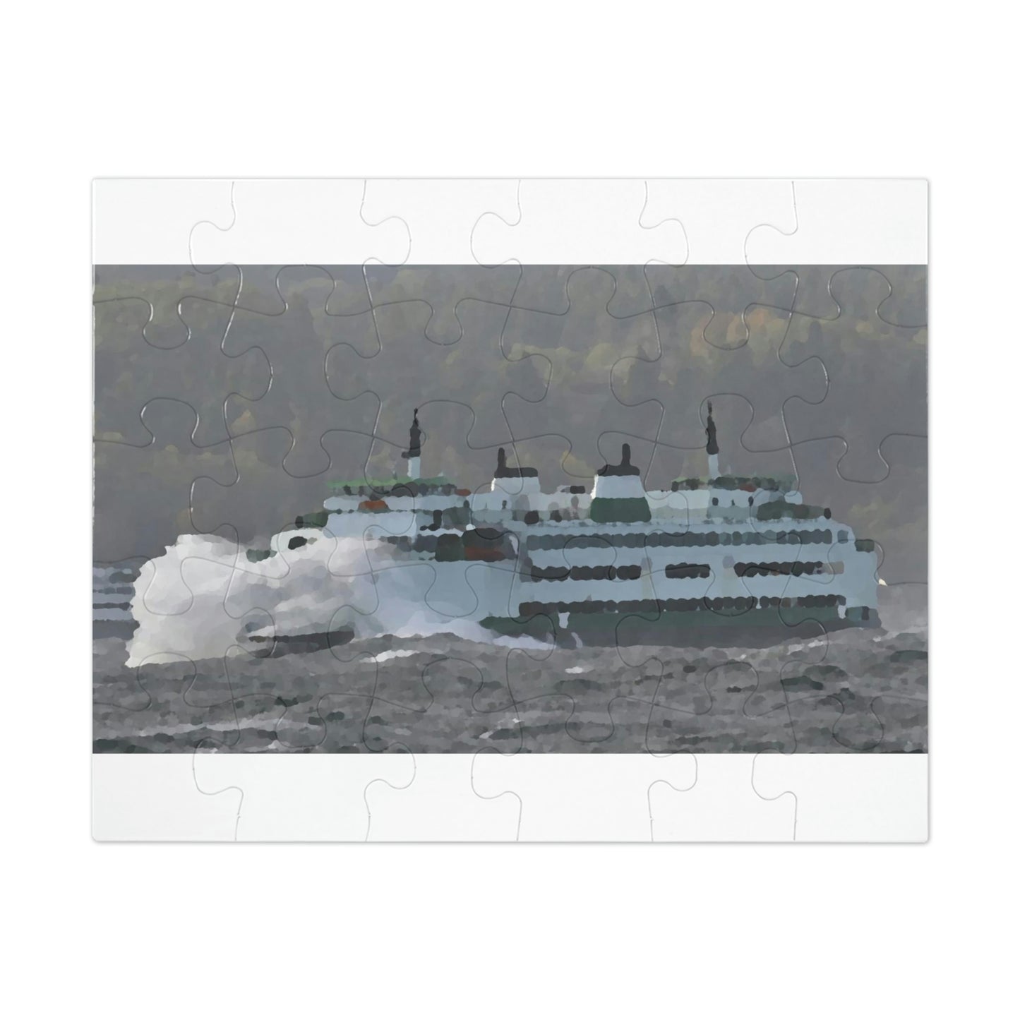 Jigsaw Puzzle (30, 110, 252, 500,1000-Piece) ... WADOT Ferry Crossing ... "A Very Rough Day" ... Mulkiteo Route ... Family Archives ... Early 1990's' ... Original Works ...