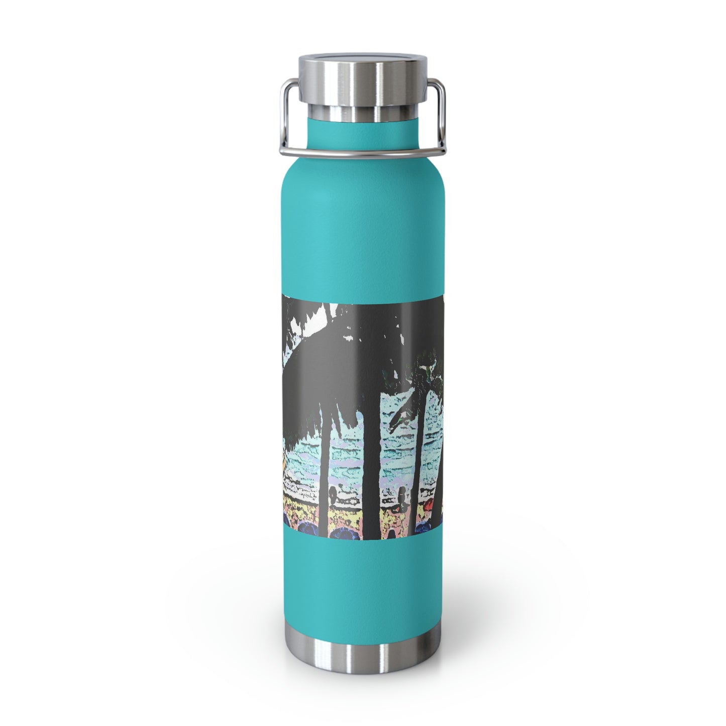 Copper Vacuum Insulated Bottle, 22oz ... "A Beautiful Beach Amongst The Palms" ... The Outrigger Waikiki, Honolulu, Oahu ... Original Works ...