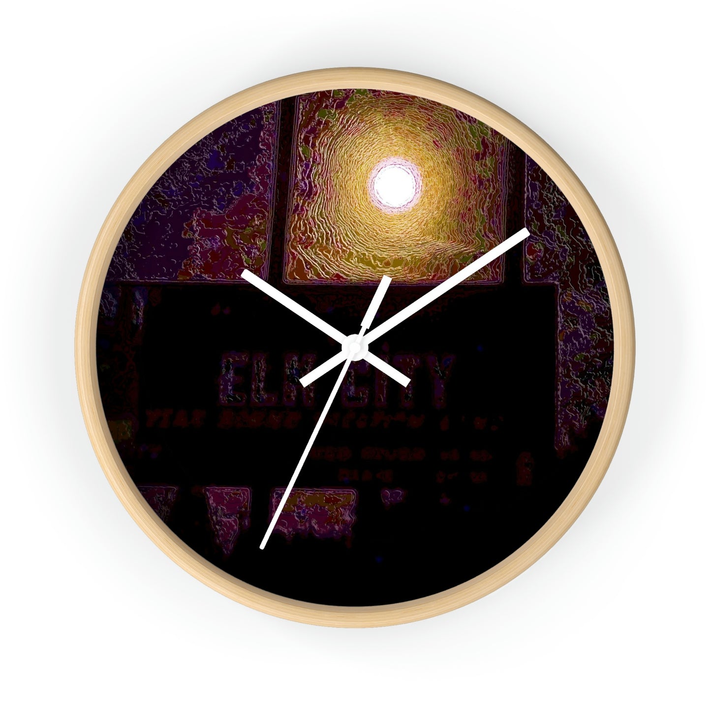 Wall clock ... Car Approaches From The Stern ... Moon Ascendary From The Bow ... "Two Friendly Travellers On A Cold Night Near Elk City" ... C