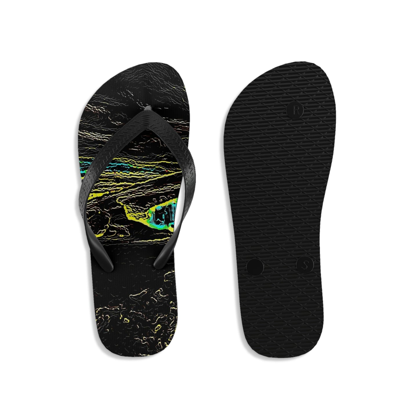 Unisex Flip-Flops ... "Snow Vehicle In Snow Storm At-Rest" ... Circa 12Mar23 ... Central Idaho ... 18-Hours Rendering Time: Original Works ...