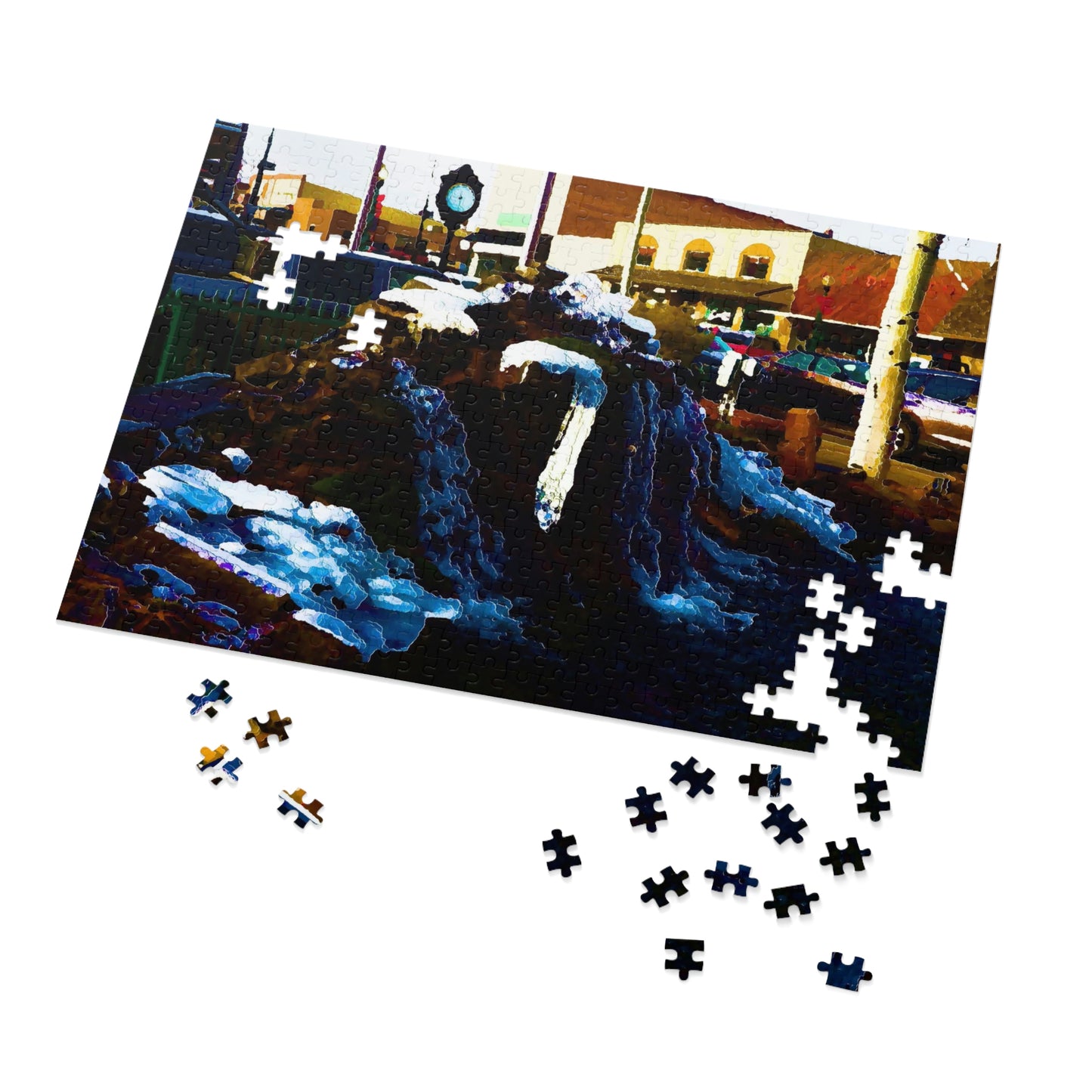 Jigsaw Puzzle (30, 110, 252, 500,1000-Piece) ...  "Ice & Water Sculpted" ... Downtown Grangeville, Idaho ... Adjacent To Irwin Pharmacy ... 5Jan23 ... Original Works ...