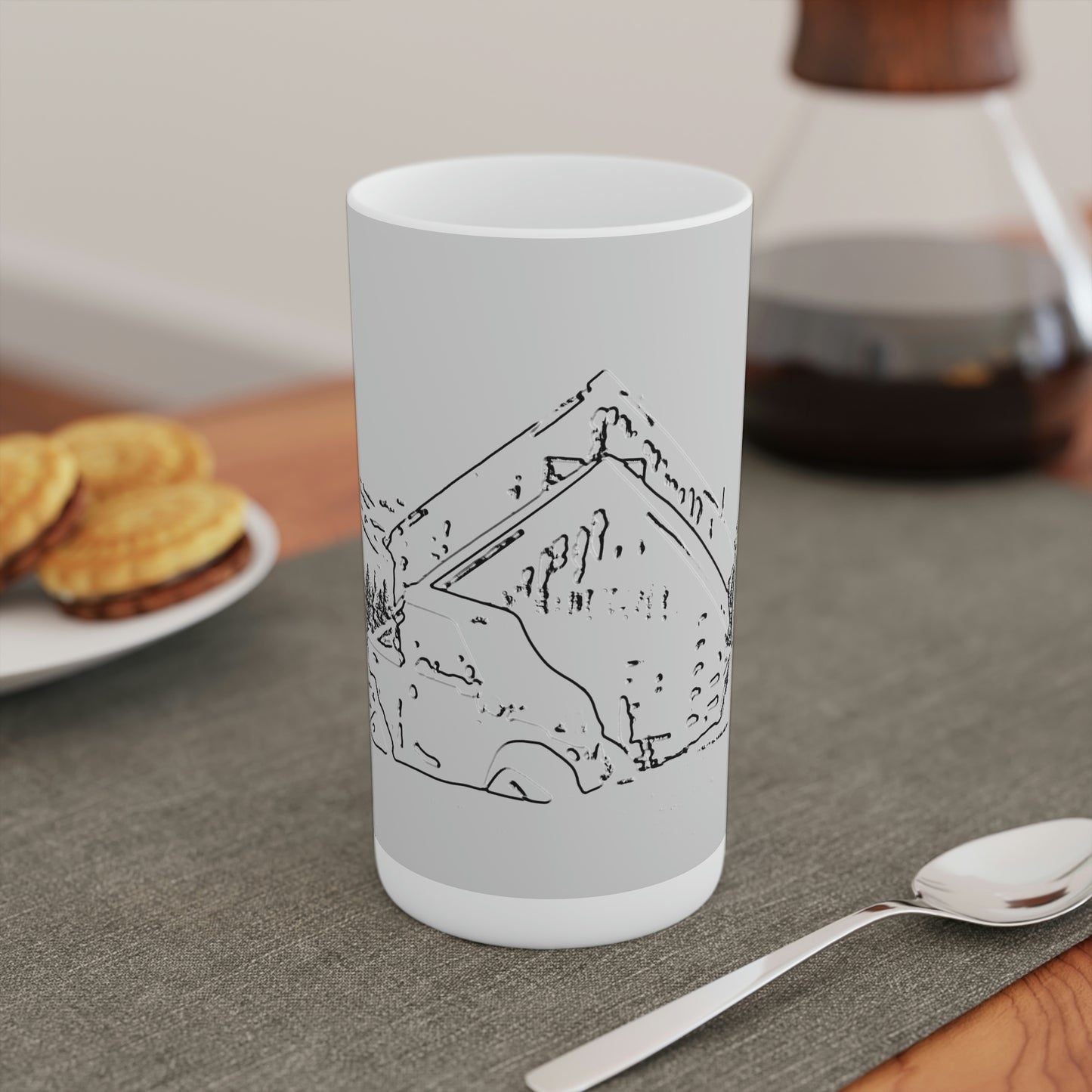 Conical Coffee Mugs (3oz, 8oz, 12oz) ... After An Intense Snow Storm ... 'Digging Out' ... A Vehicle & Cabin "In The Mountains" ... March 2023 ... Original Works ...