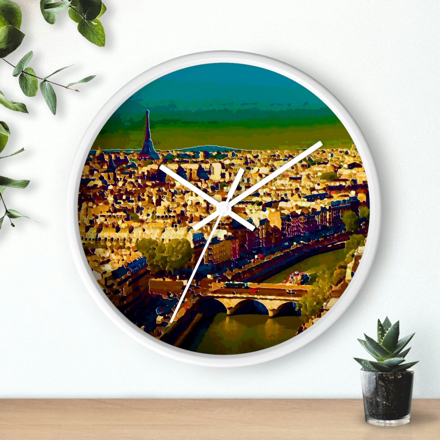 Wall clock ... Au Paris ... "Along The River Seine" ... Barbara Joan Bonnel-Holt: 1972 ... Original Works ...