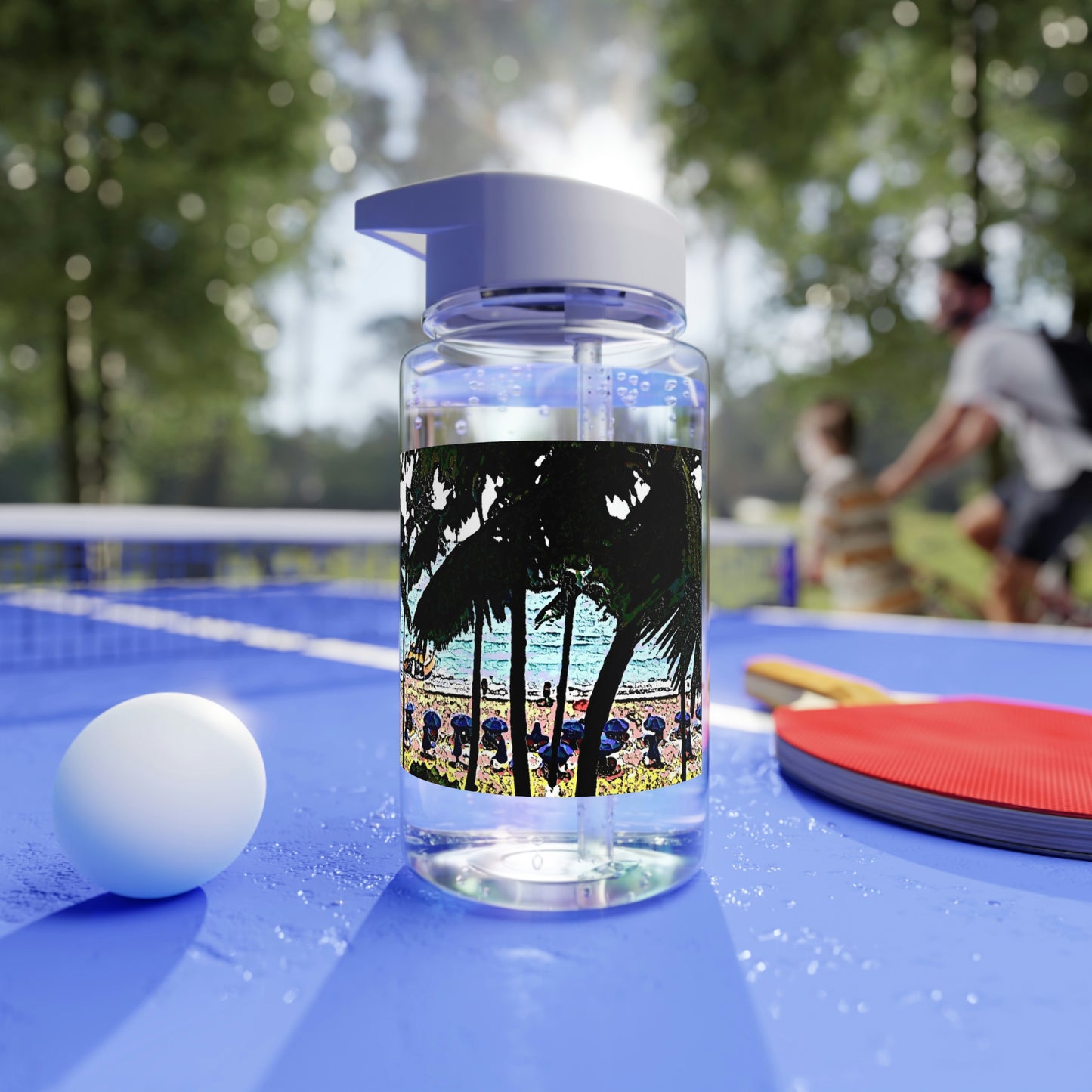 Tritan Water Bottle ... "A Beautiful Beach Amongst The Palms" ... The Outrigger Waikiki, Honolulu, Oahu ... Original Works ...