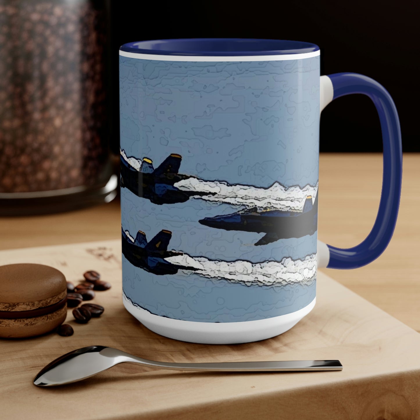 Two-Tone Coffee Mugs, 15oz ... Seattle Seafair ..."Blue Angels Run Over Lake Washington" ... Circa Mid 1980's ... Dr FJ Holt ... Original Works ...