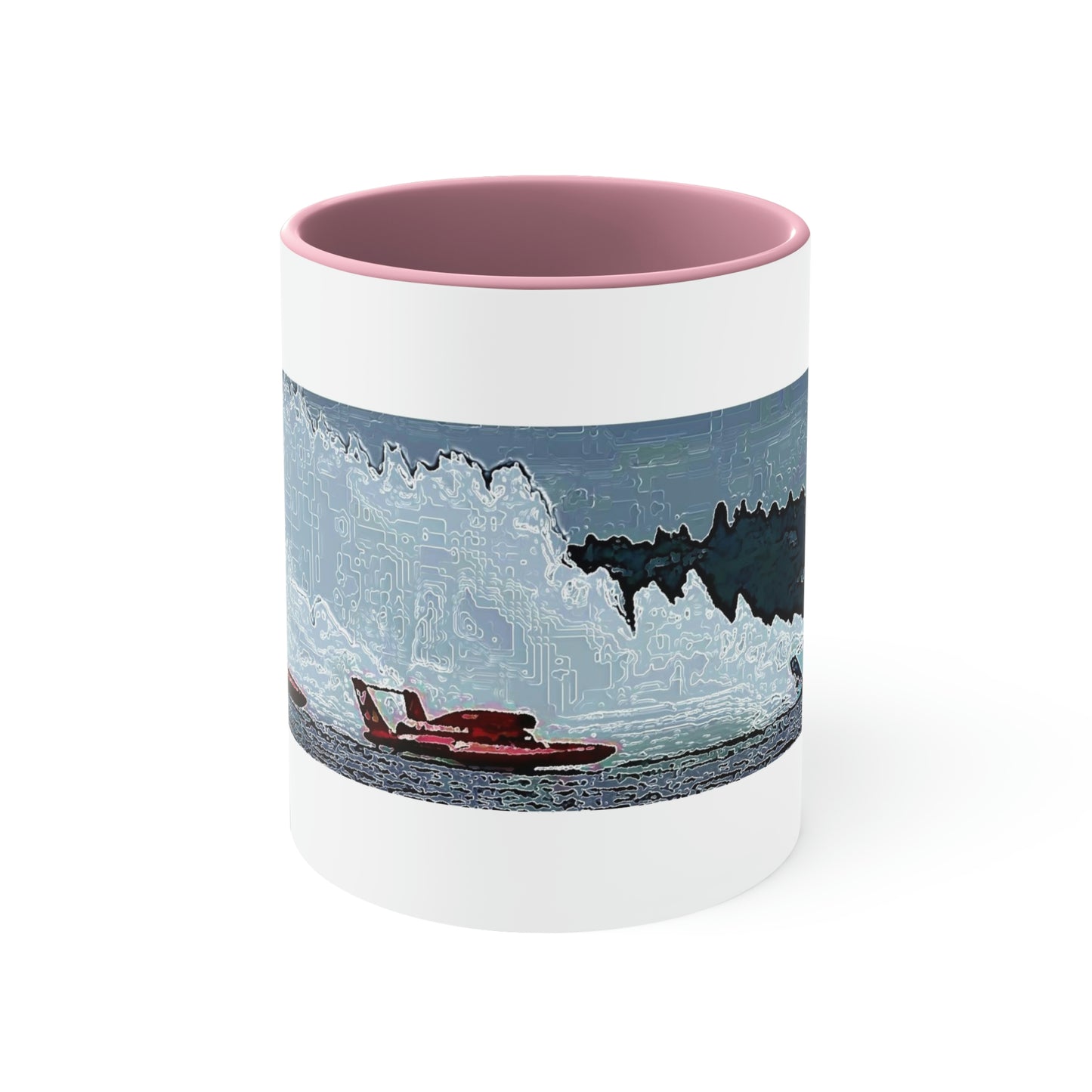 Accent Coffee Mug, 11oz ... Seattle Columbia Cup On Lake Washington ... "Dave Wilcox Heads For The Win" ... Associate Gift-Photo ... Original Works ...