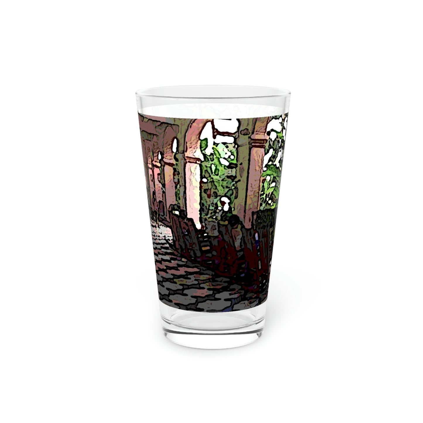 Pint Glass, 16oz ... Lanai & Rocking Chairs At: 'The Pink Palace' ... The Royal Hawai'ian ... Honolulu, HI ... '27Oct2014' ... Original Works ...