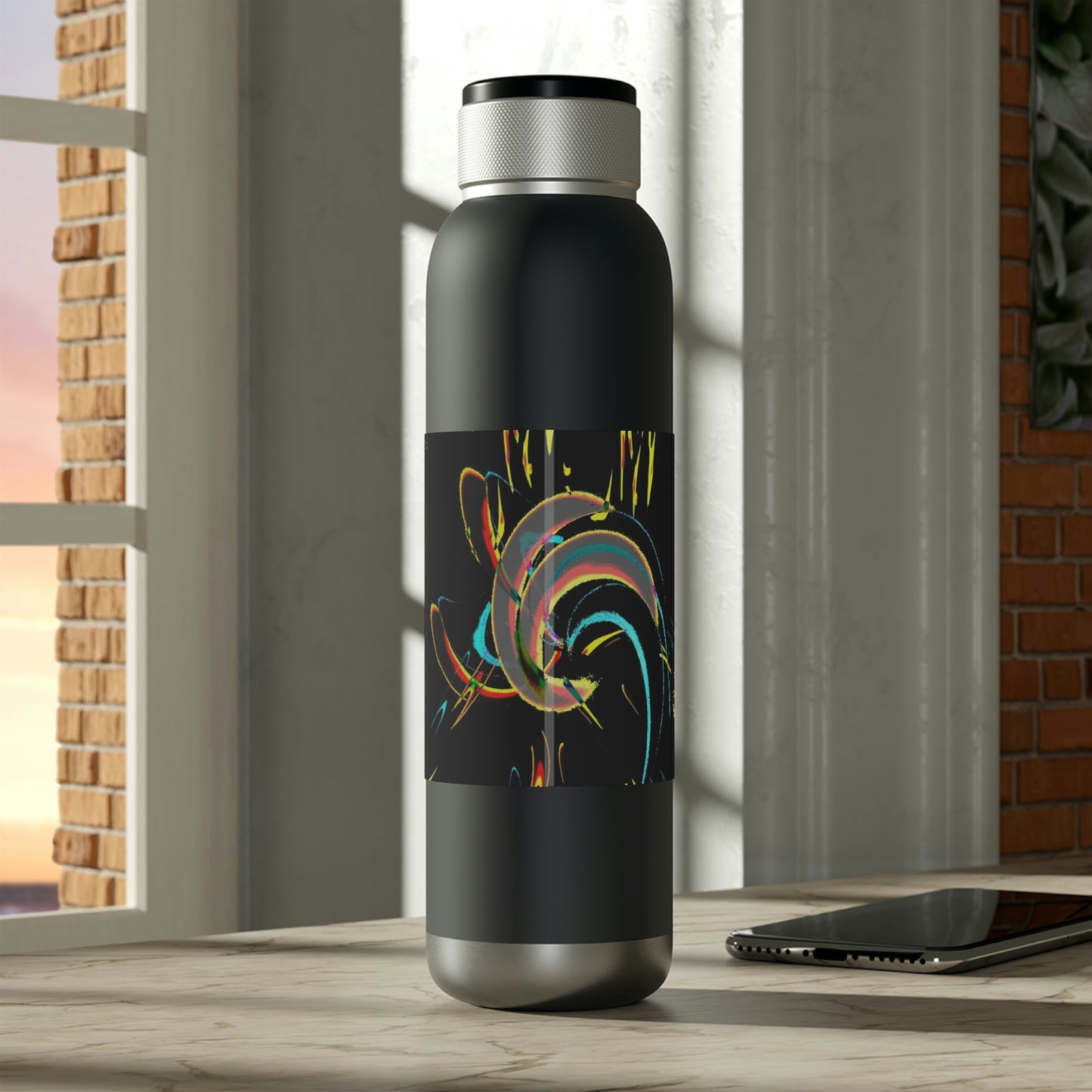Soundwave Copper Vacuum Audio Bottle 22oz ... "Waning Moon" ... Central Idaho ... October 2022 ... Rendering Time: 22 Hours ... Original Works ...