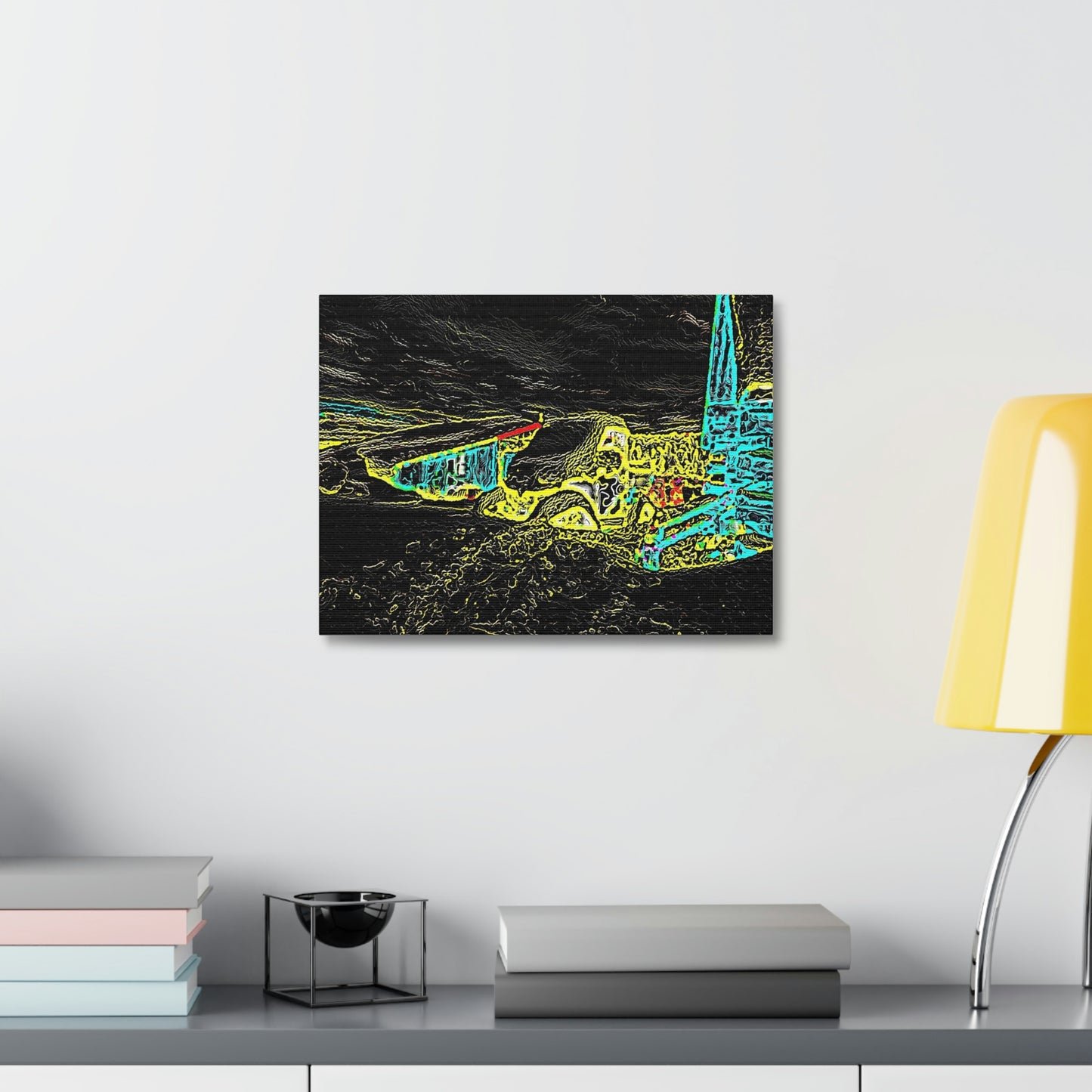 Satin Canvas, Stretched ... "Snow Vehicle In Snow Storm At-Rest" ... Circa 12Mar23 ... Central Idaho ... 18-Hours Rendering Time: Original Works ...