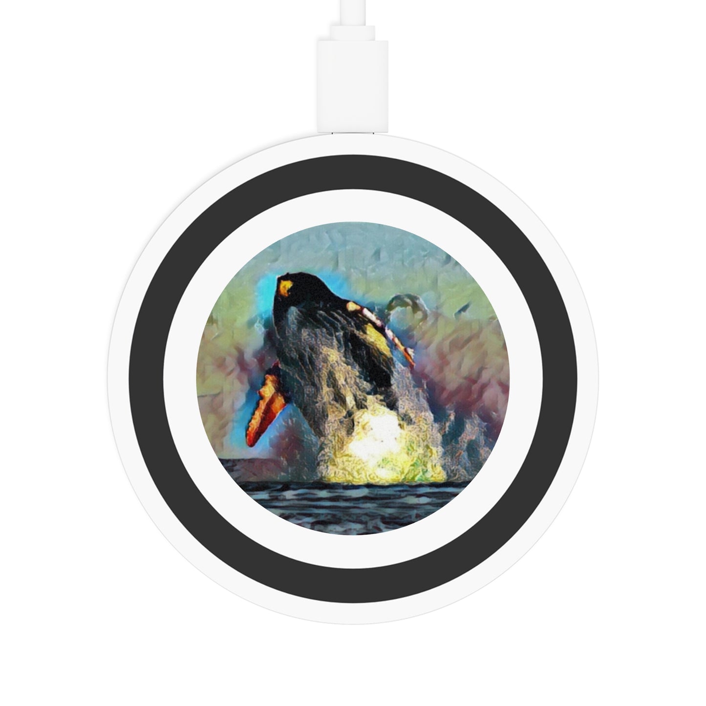 Quake Wireless Charging Pad ... An Extraordinary Humpback Breach ... 'With Explosive Energy' ... Family Archives (KPH) ... Circa: 21st Century. Maui, HI ... Original Works ...