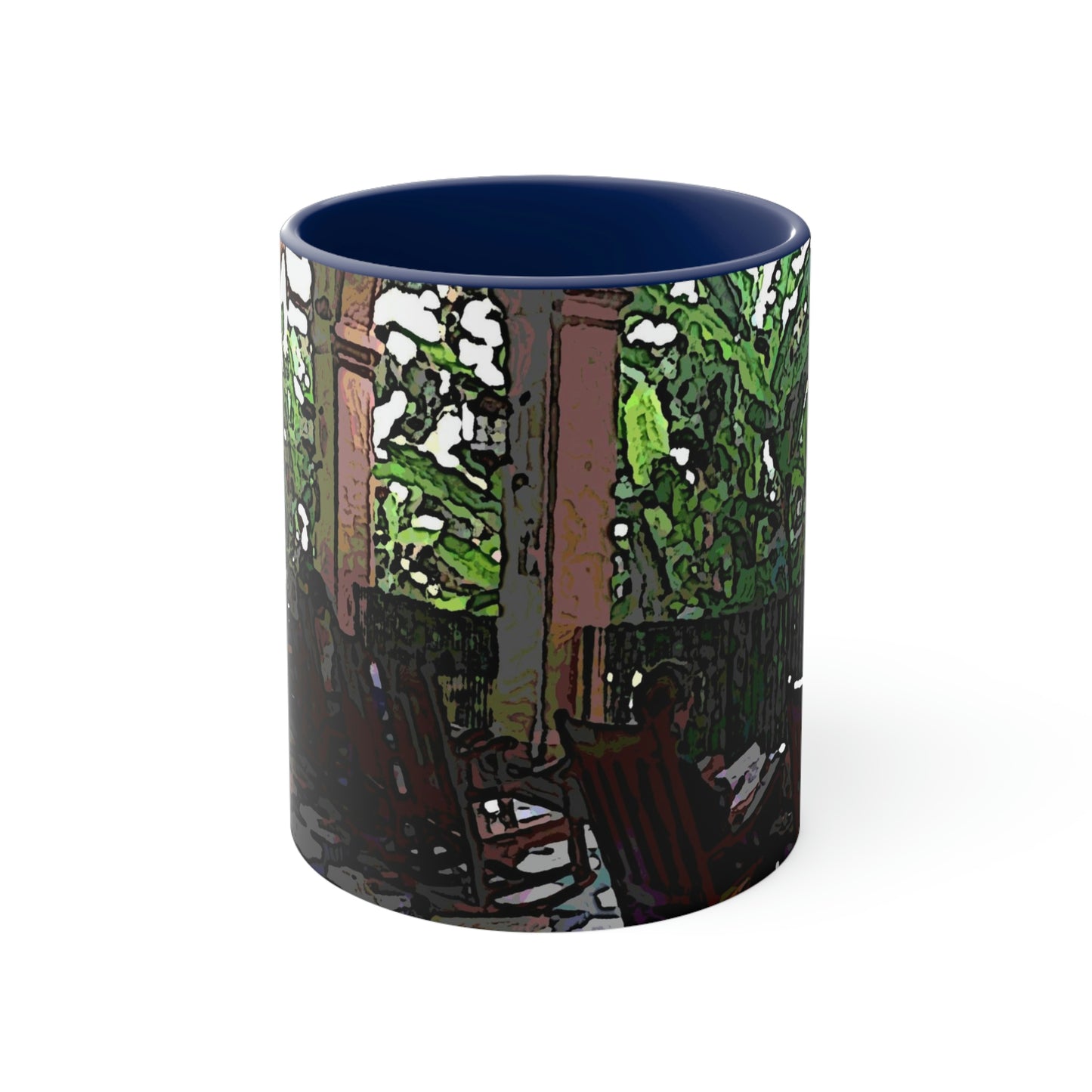 Accent Coffee Mug, 11oz ...  Lanai & Rocking Chairs At: 'The Pink Palace' ... The Royal Hawai'ian ... Honolulu, HI ... '27Oct2014' ... Original Works ...
