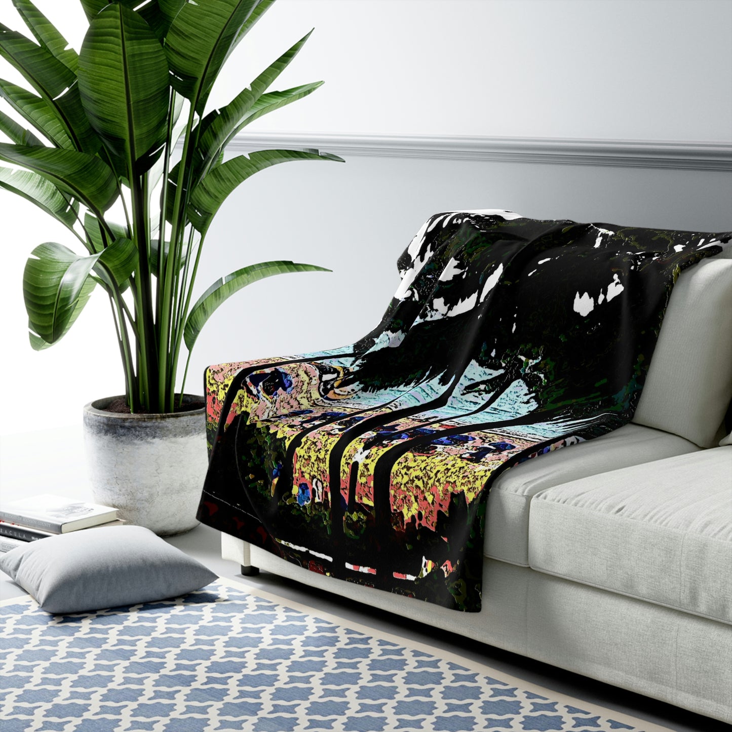 Sherpa Fleece Blanket ... "A Beautiful Beach Amongst The Palms" ... The Outrigger Waikiki, Honolulu, Oahu ... Original Works ...