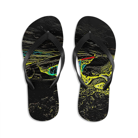 Unisex Flip-Flops ... "Snow Vehicle In Snow Storm At-Rest" ... Circa 12Mar23 ... Central Idaho ... 18-Hours Rendering Time: Original Works ...