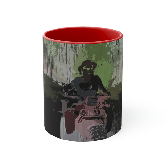 Accent Coffee Mug, 11oz ... 3-Wheeln' N' Groovin The Mountain Roads ... Central Idaho ... Original Works ...