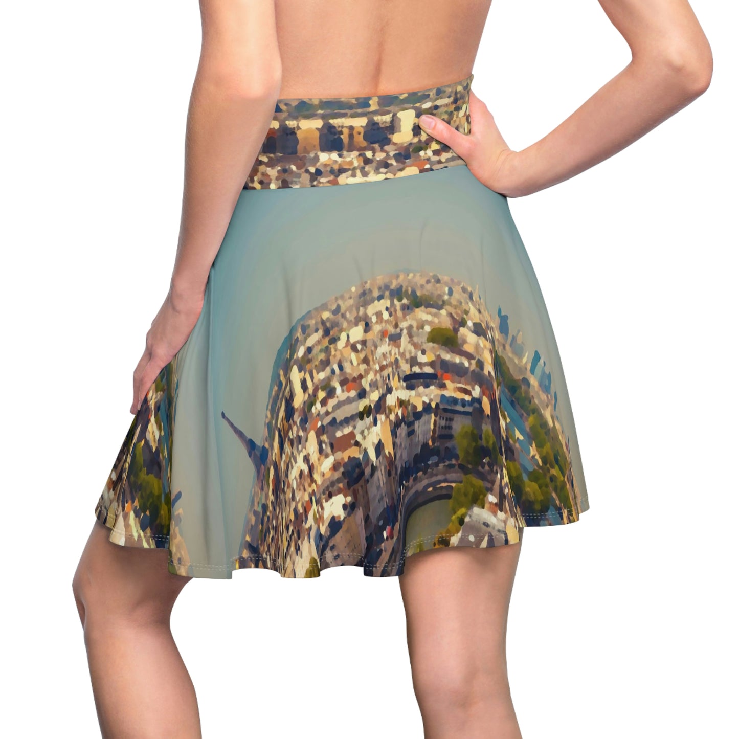 Women's Skater Skirt ... Au Paris ... "Along The River Seine" ... Barbara Joan Bonnell-Holt: 1972 ... Original Works ...