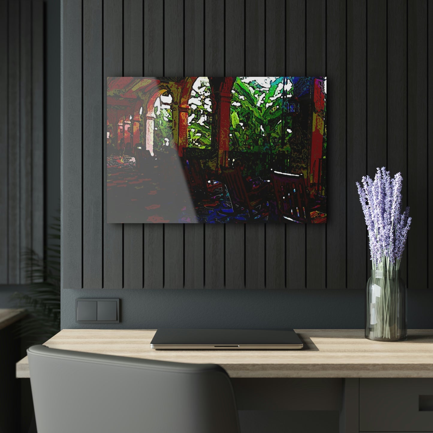 Acrylic Prints (French Cleat Hanging) ...  Lanai & Rocking Chairs At: 'The Pink Palace' ... The Royal Hawai'ian ... Honolulu, HI ... '27Oct2014' ... Original Works ...