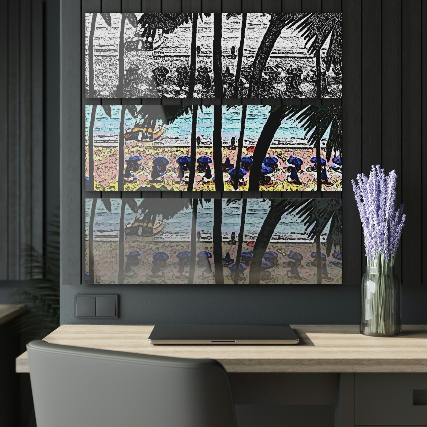 Acrylic Prints (Triptych) ... "A Beautiful Beach Amongst The Palms" ... The Outrigger Waikiki, Honolulu, Oahu ... Original Works ...