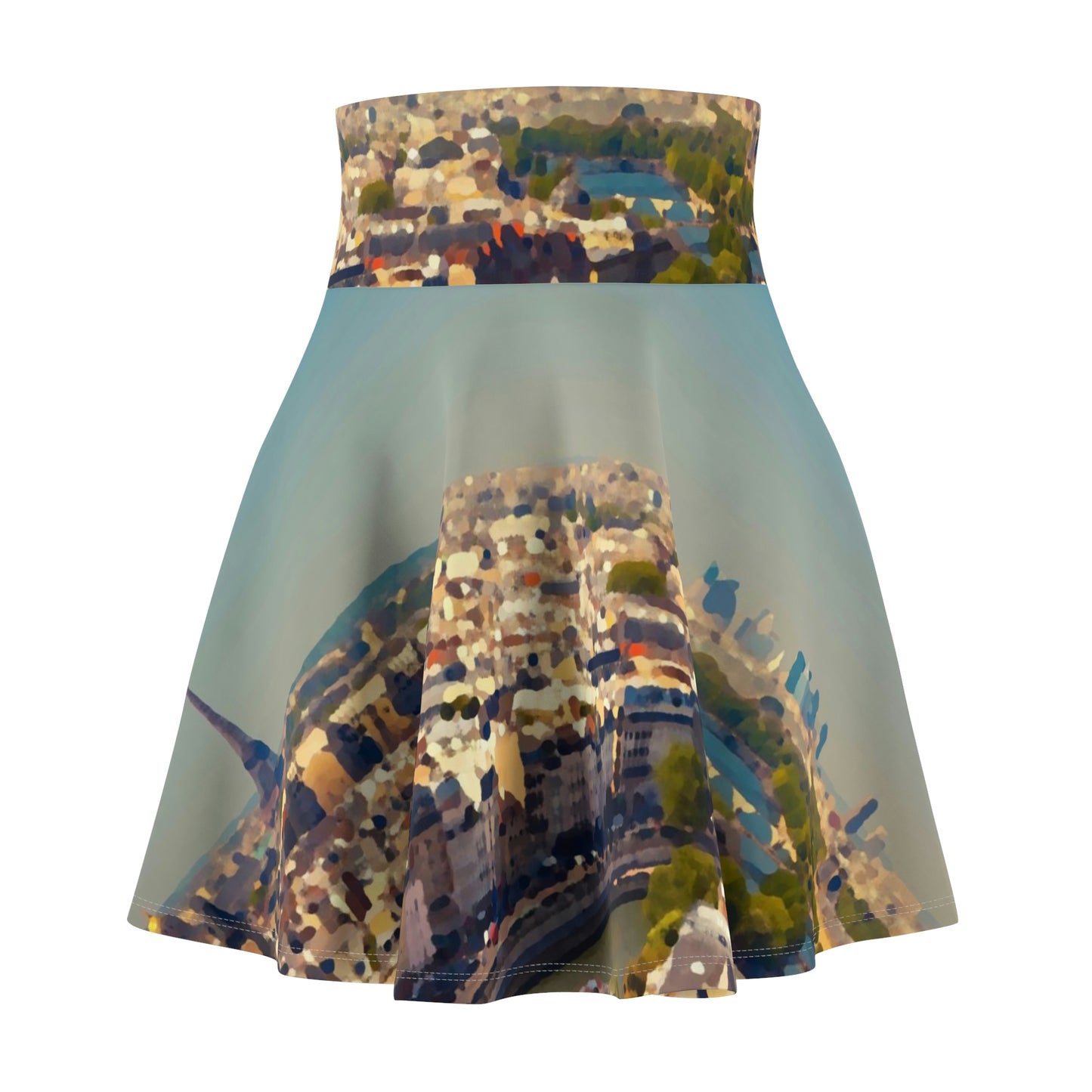 Women's Skater Skirt ... Au Paris ... "Along The River Seine" ... Barbara Joan Bonnell-Holt: 1972 ... Original Works ...