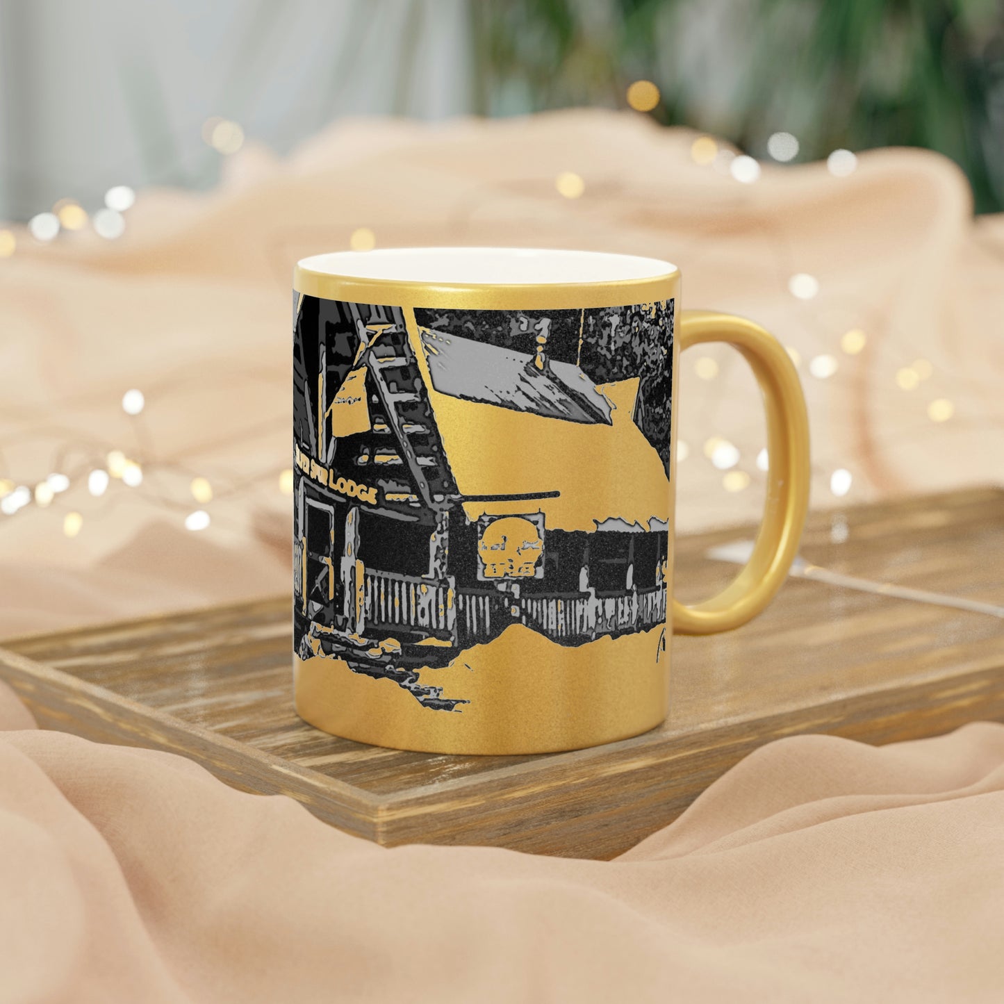 Metallic Mug (Silver\Gold) ... A Beautiful Lodge & Back-Country Outfitter In A Mountain Town ... 'Dixie, Idaho, November 2022' ... Original Works ...