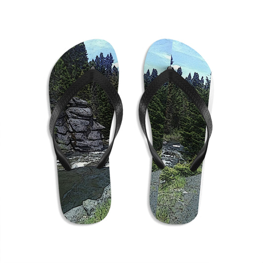 Unisex Flip-Flops ..."I Am Innocent" ... Tricky-Dick Immortalized ... Nixon Rock: Along The River ... Central Idaho, Summer 2020 ... Original Works ...