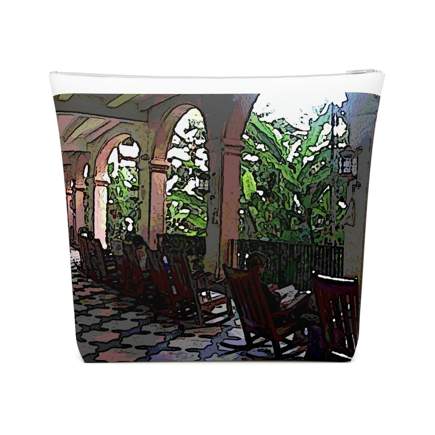Cotton Cosmetic Bag ...  Lanai & Rocking Chairs At: 'The Pink Palace' ... The Royal Hawai'ian ... Honolulu, HI ... '27Oct2014' ... Original Works ...