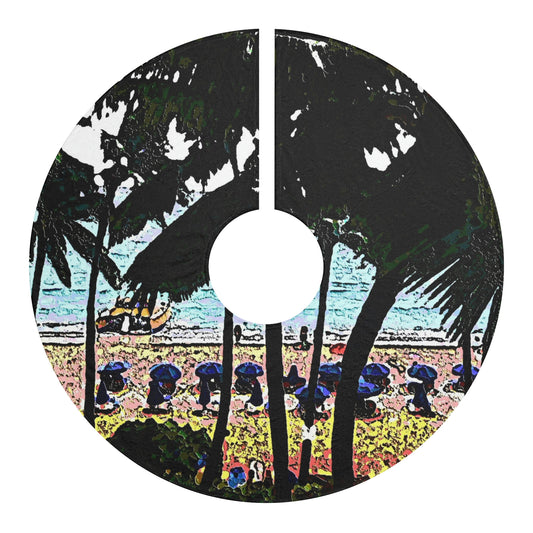 Christmas Tree Skirts ... "A Beautiful Beach Amongst The Palms" ... The Outrigger Waikiki, Honolulu, Oahu ... Original Works ...