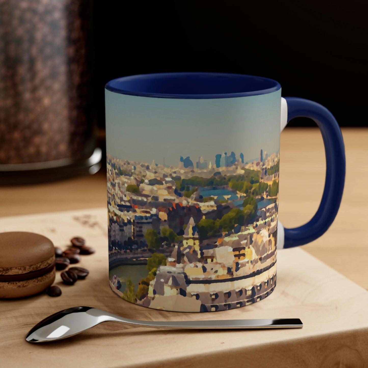 Accent Coffee Mug, 11oz ... Au Paris ... "Along The River Seine" ... Barbara Joan Bonnell-Holt: 1972 ... Original Works ...