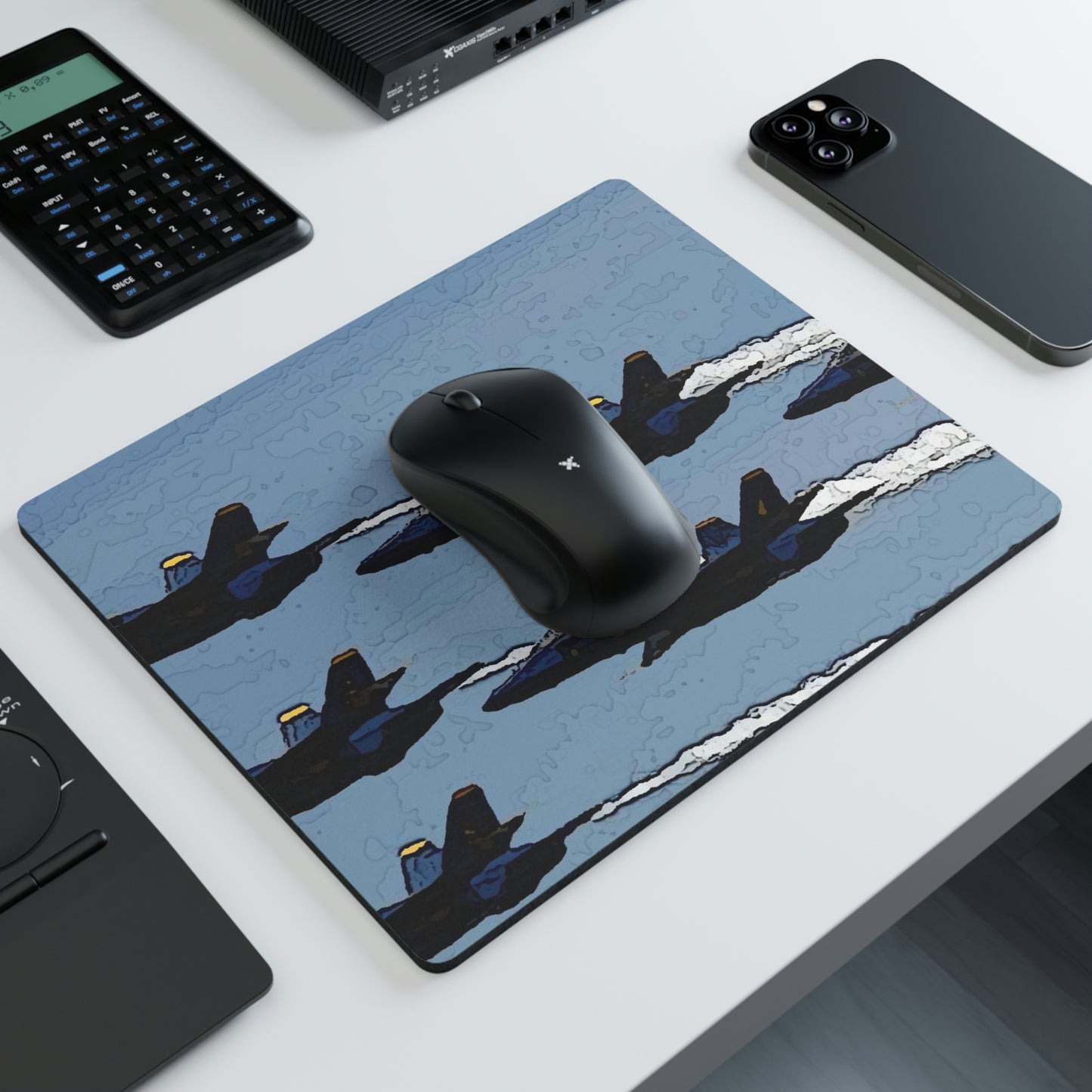 Rectangular Mouse Pad ...  Seattle Seafair ..."Blue Angels Run Over Lake Washington" ... Circa Mid 1980's ... Dr FJ Holt ... Original Works ...