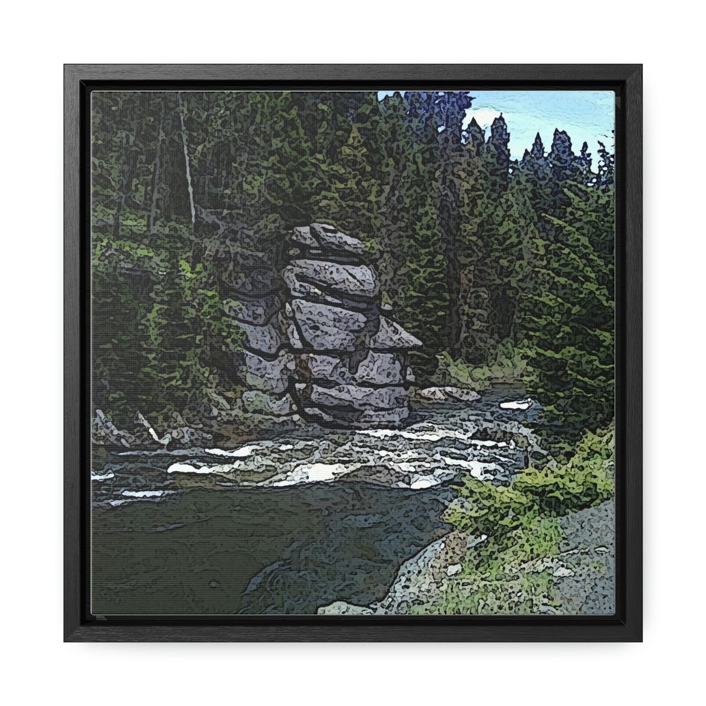 Gallery Canvas Wraps, Square Frame ...  "I Am Innocent" ... Tricky-Dick Immortalized ... Nixon Rock: Along The River ... Central Idaho, Summer 2020 ... Original Works ...