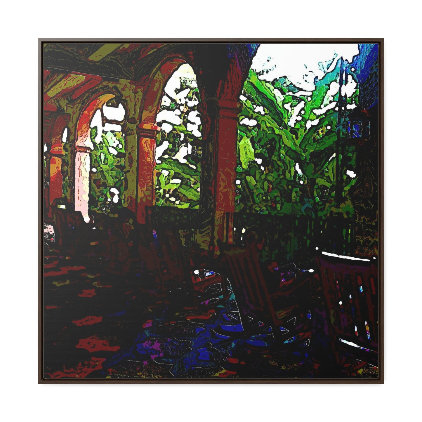 Gallery Canvas Wraps, Square Frame ...  Lanai & Rocking Chairs At: 'The Pink Palace' ... The Royal Hawai'ian ... Honolulu, HI ... '27Oct2014' ... Original Works ...