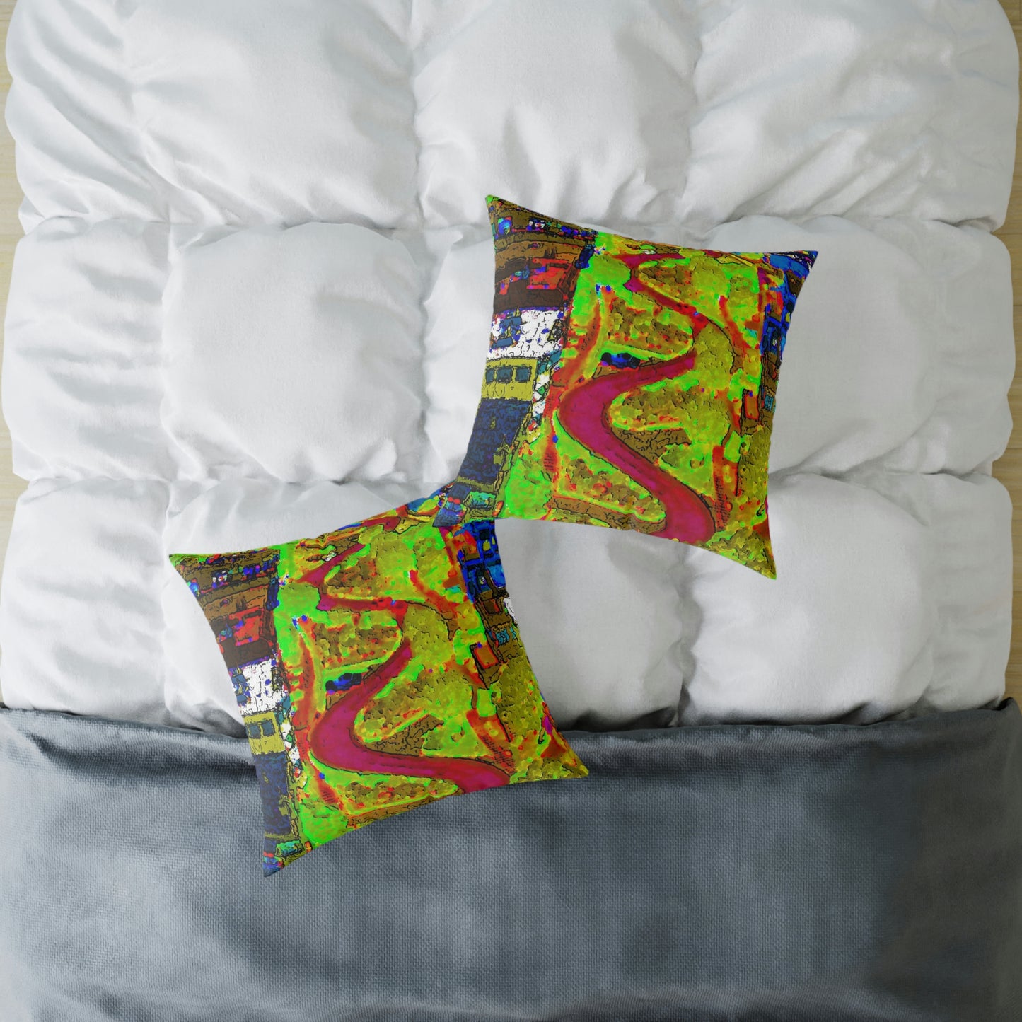 Spun Polyester Pillow ... A Crazy Street ... 'Eight Winding Curve-Switchbacks' ... "Lombard Street, San Francisco, CA' ... Family Archives: 1970's ... Original Works ...