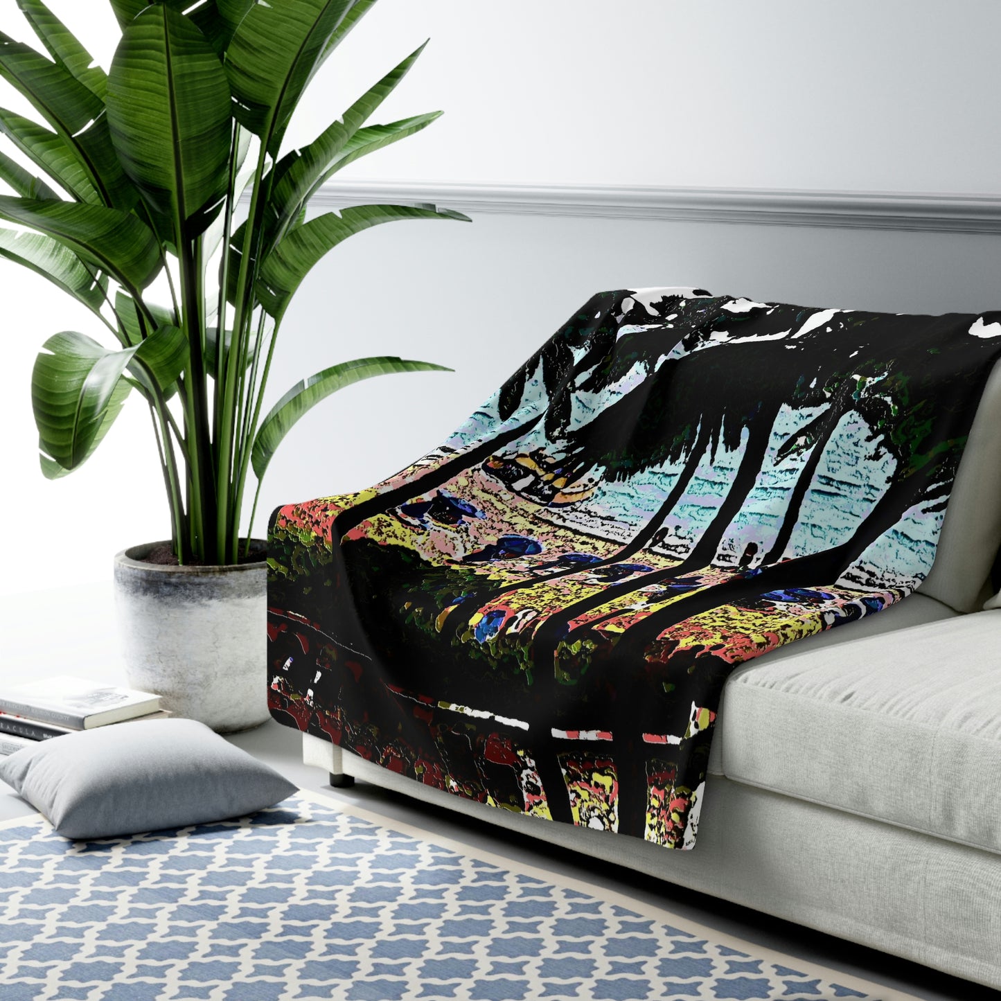 Sherpa Fleece Blanket ... "A Beautiful Beach Amongst The Palms" ... The Outrigger Waikiki, Honolulu, Oahu ... Original Works ...