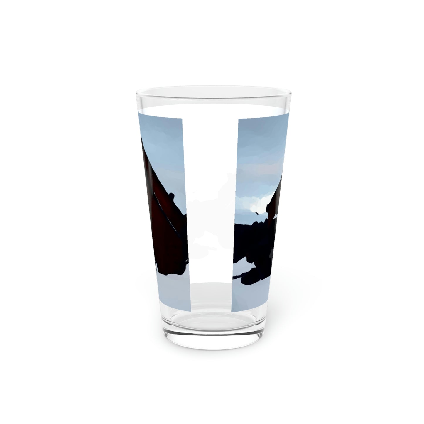 Pint Glass, 16oz ... After An Intense Snow Storm ... 'Digging Out' ... A Vehicle & Cabin "In The Mountains" ... March 2023 ... Original Works ...
