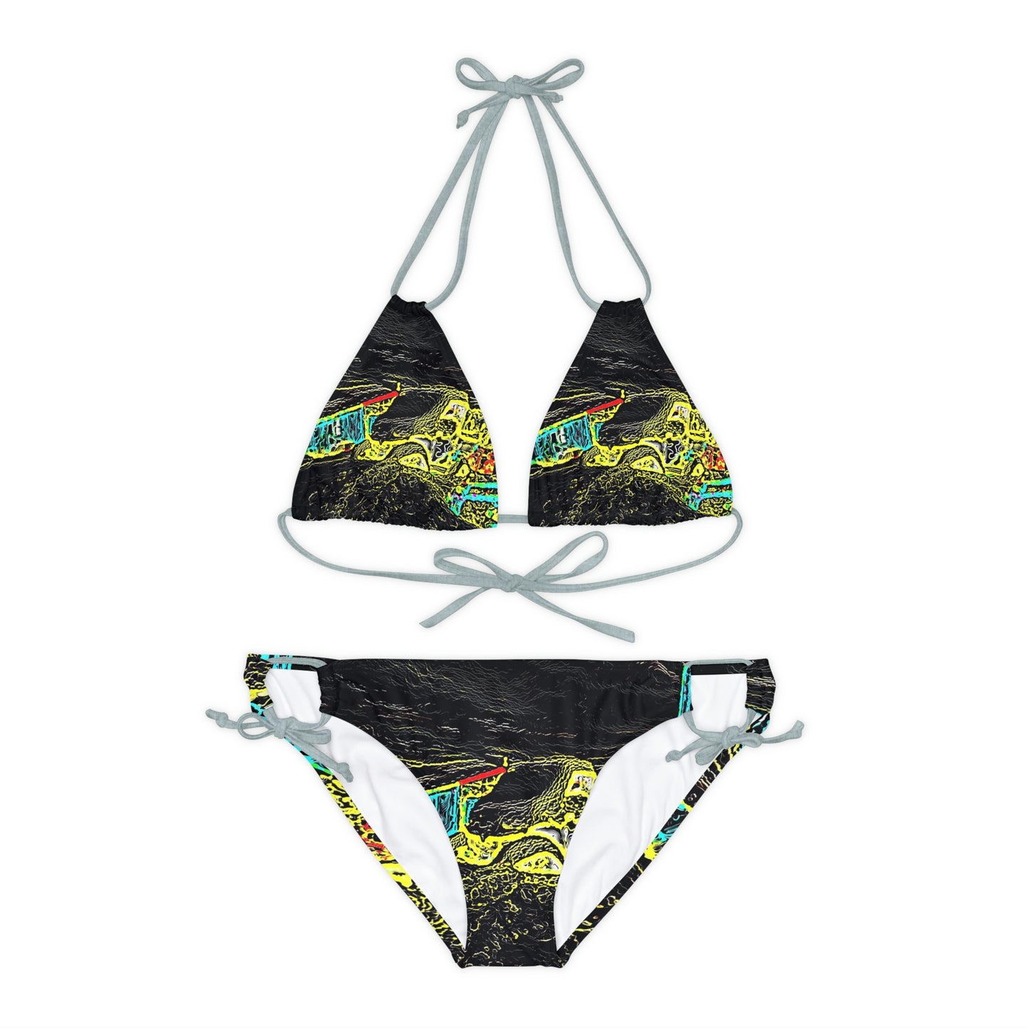 Strappy Bikini Set (AOP) ... "Snow Vehicle In Snow Storm At-Rest" ... Circa 12Mar23 ... Central Idaho ... 18-Hours Rendering Time: Original Works ...