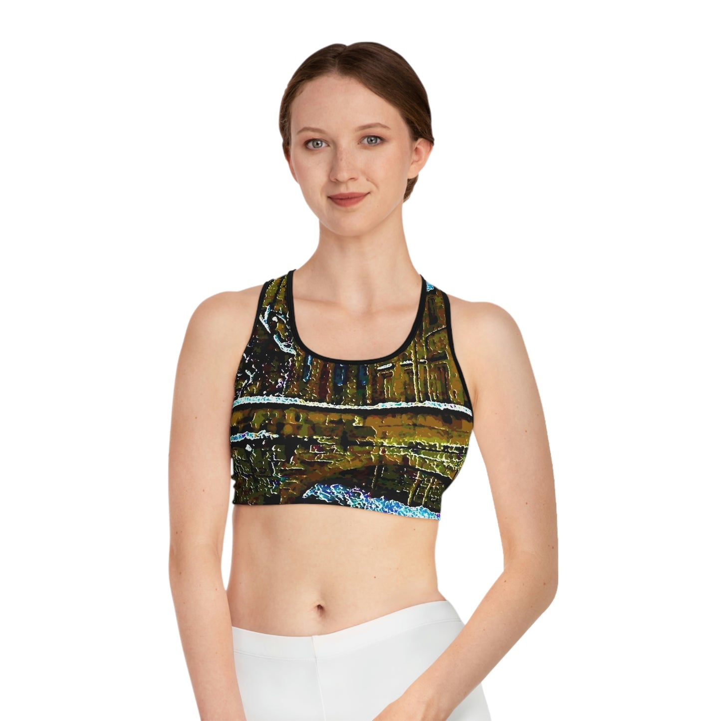 Sports Bra (AOP) ... Walikng The Streets & Alleys ... 'Strolling The Canals ... '  ... Original Works  ...