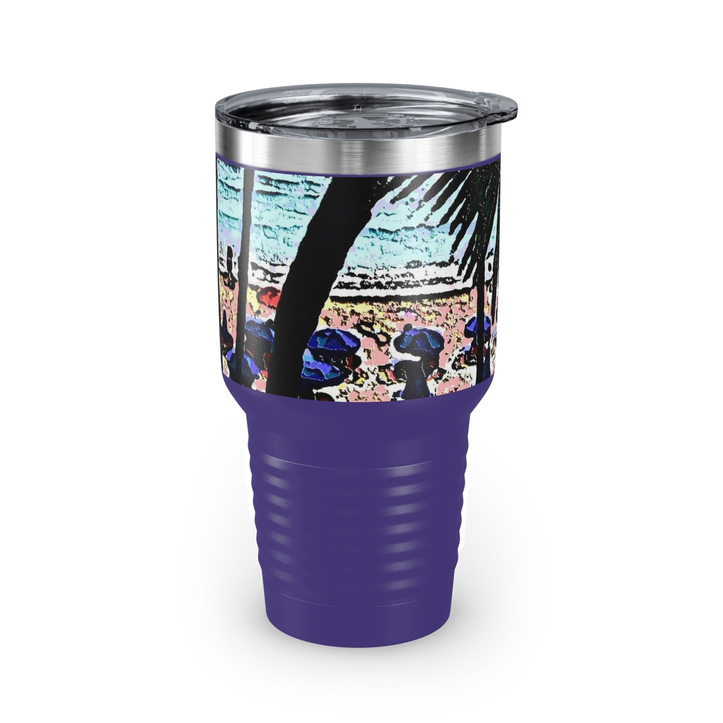 Ringneck Tumbler, 30oz ... "A Beautiful Beach Amongst The Palms" ... The Outrigger Waikiki, Honolulu, Oahu ... Original Works ...