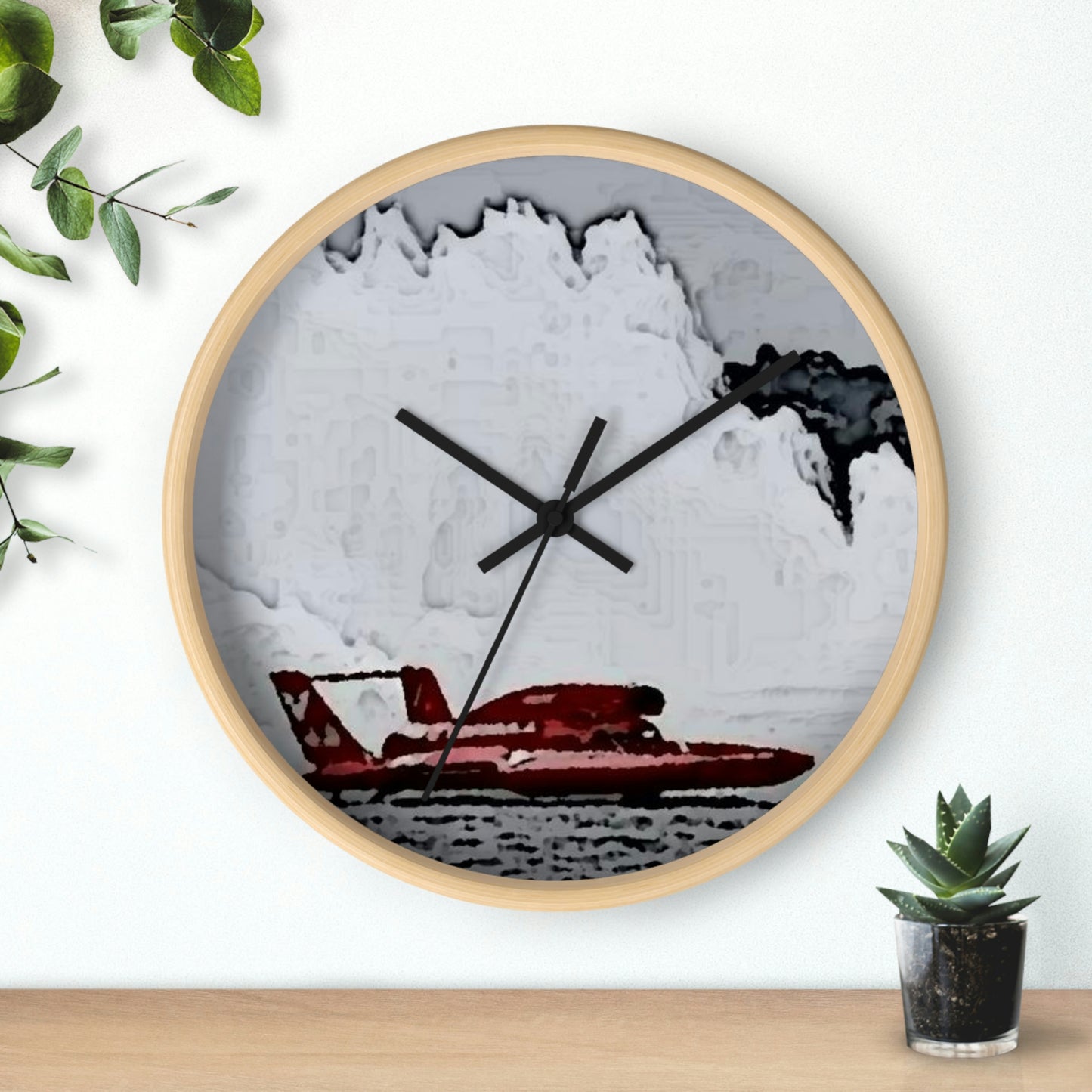 Wall clock ... Seattle Columbia Cup On Lake Washington ... "Dave Wilcox Heads For The Win" ... Associate Gift-Photo ... Original Works ...