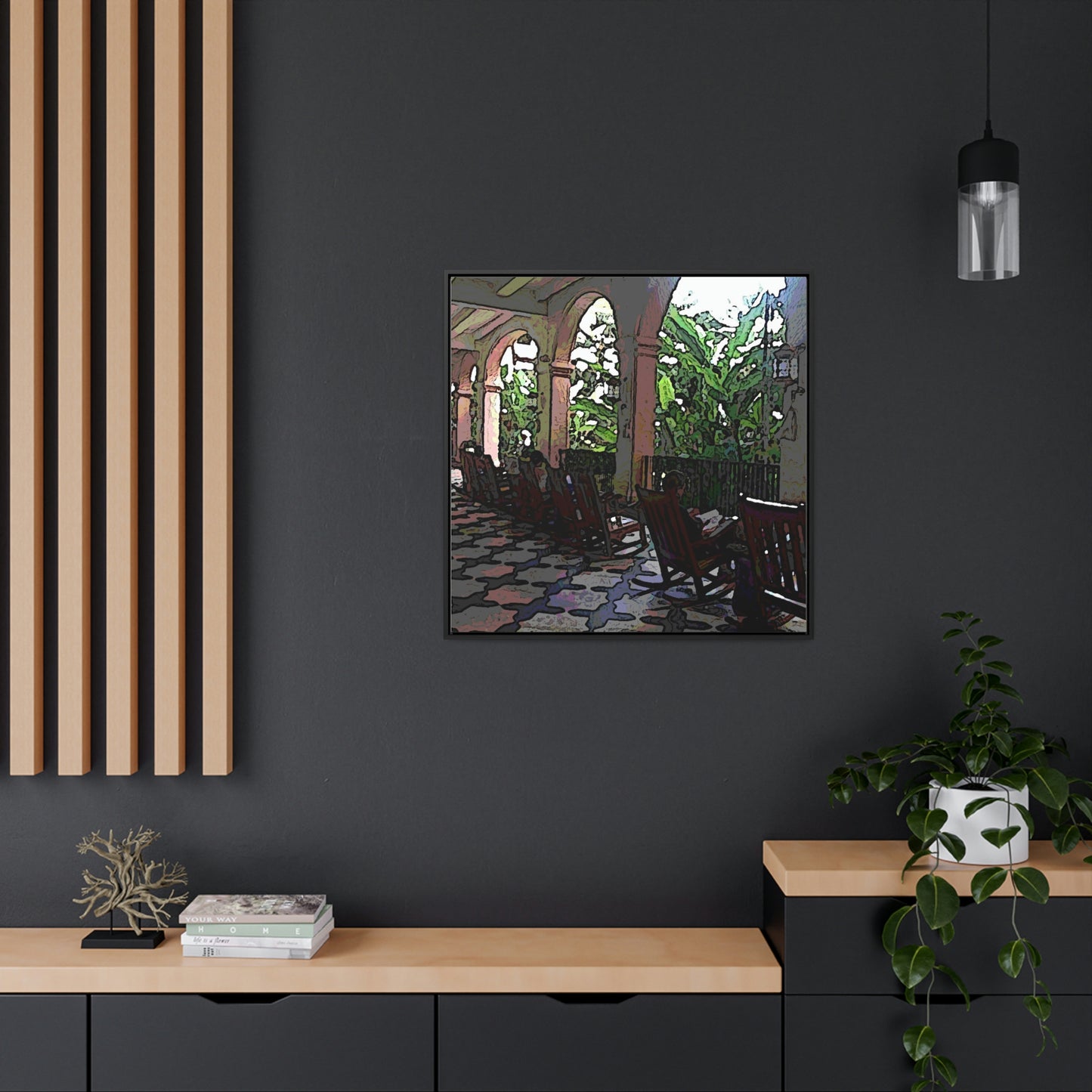 Gallery Canvas Wraps, Square Frame ...  Lanai & Rocking Chairs At: 'The Pink Palace' ... The Royal Hawai'ian ... Honolulu, HI ... '27Oct2014' ... Original Works ...
