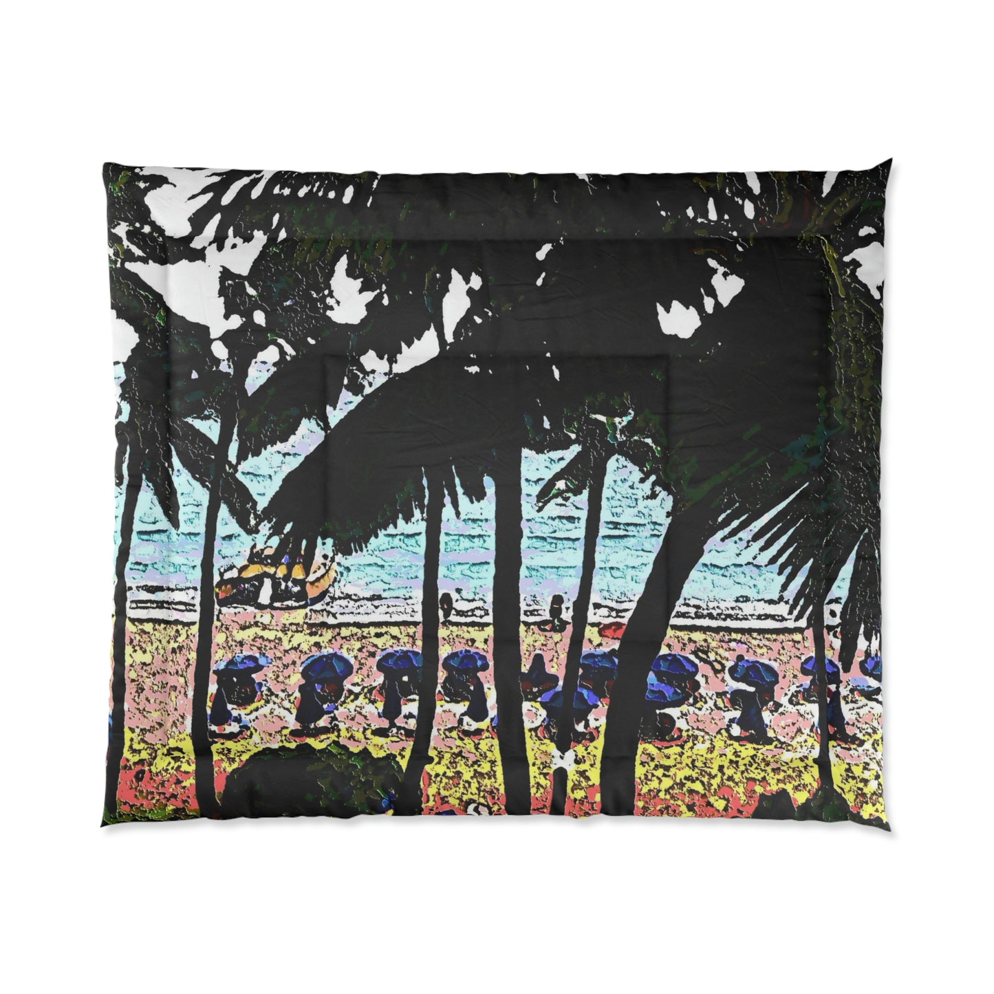 Comforter ... "A Beautiful Beach Amongst The Palms" ... The Outrigger Waikiki, Honolulu, Oahu ... Original Works ...