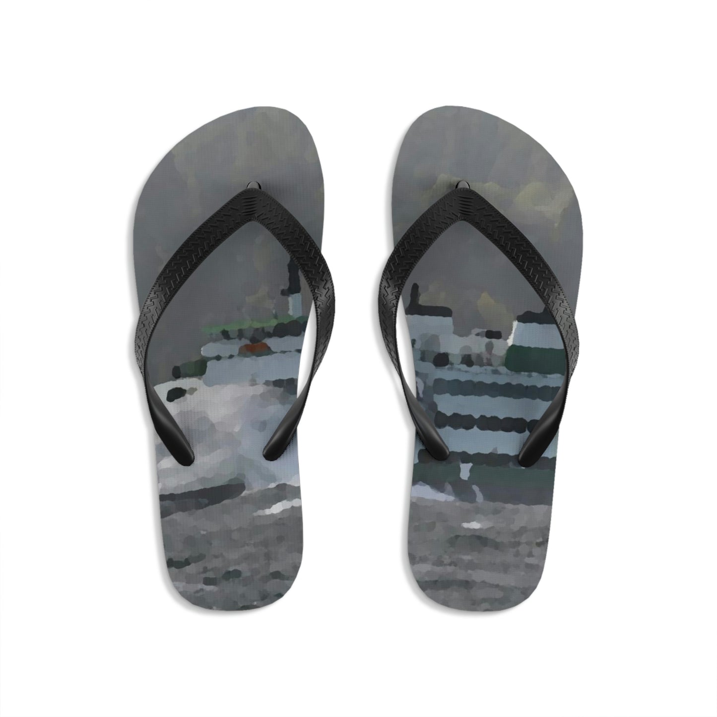 Unisex Flip-Flops ... WADOT Ferry Crossing ... "A Very Rough Day" ... Mulkiteo Route ... Family Archives ... Early 1990's' ... Original Works ...