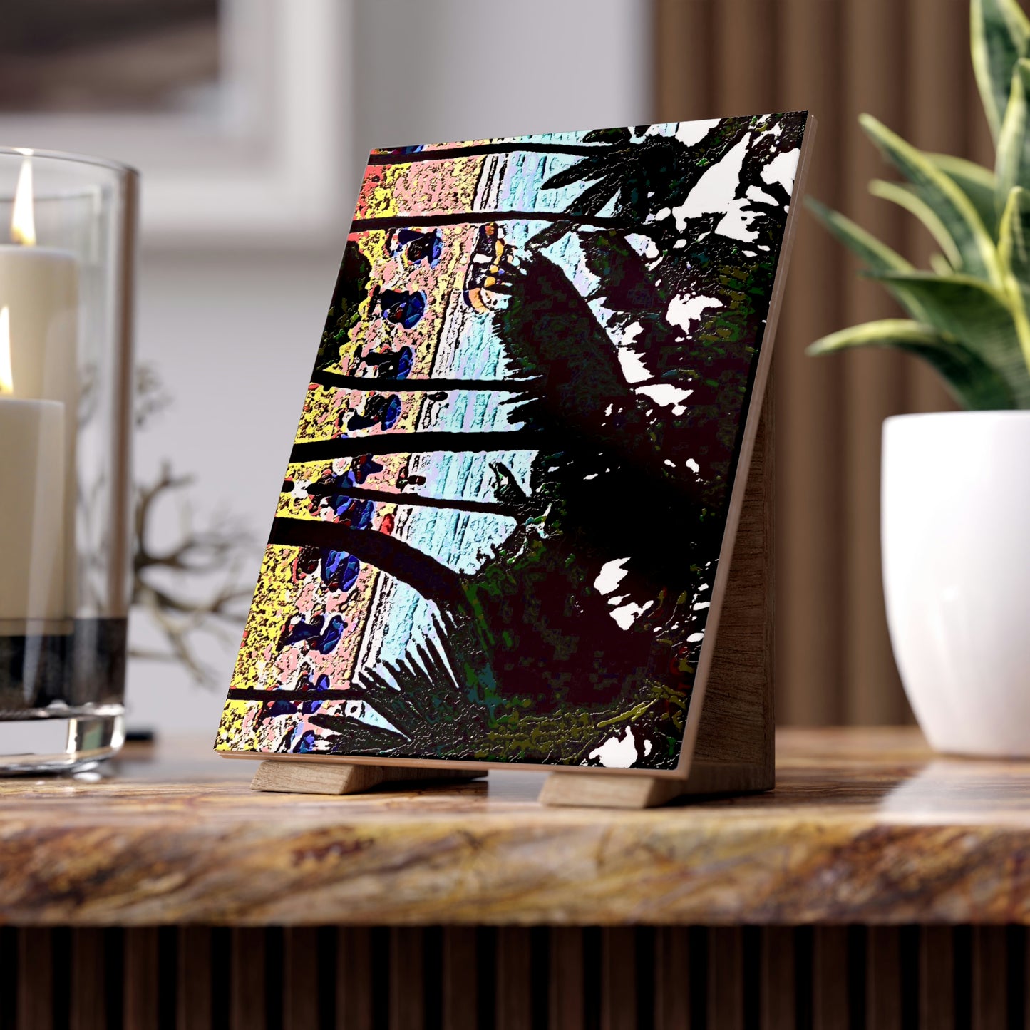 Ceramic Photo Tile ... "A Beautiful Beach Amongst The Palms" ... The Outrigger Waikiki, Honolulu, Oahu ... Original Works ...