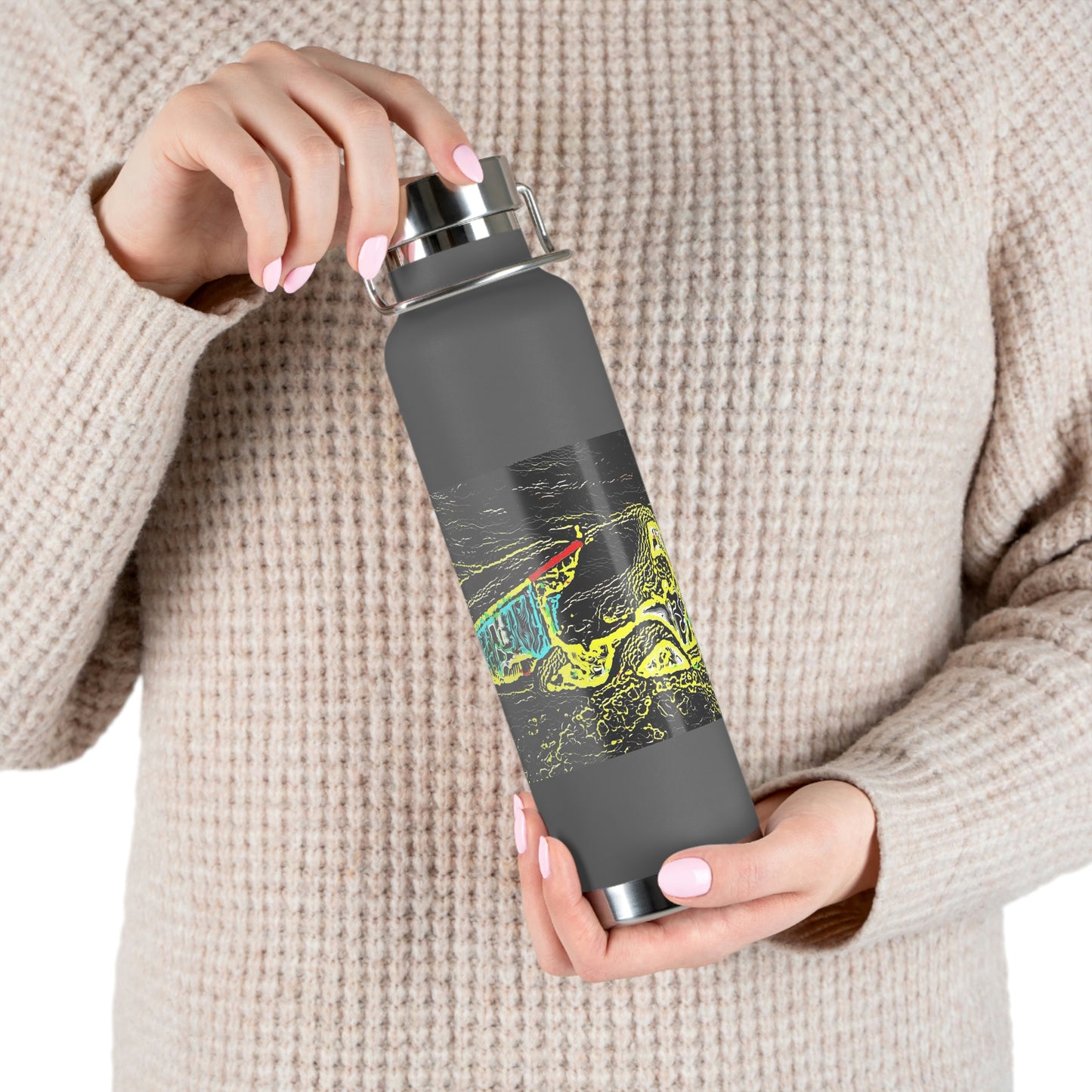Copper Vacuum Insulated Bottle, 22oz ... "Snow Vehicle In Snow Storm At-Rest" ... Circa 12Mar23 ... Central Idaho ... 18-Hours Rendering Time: Original Works ...