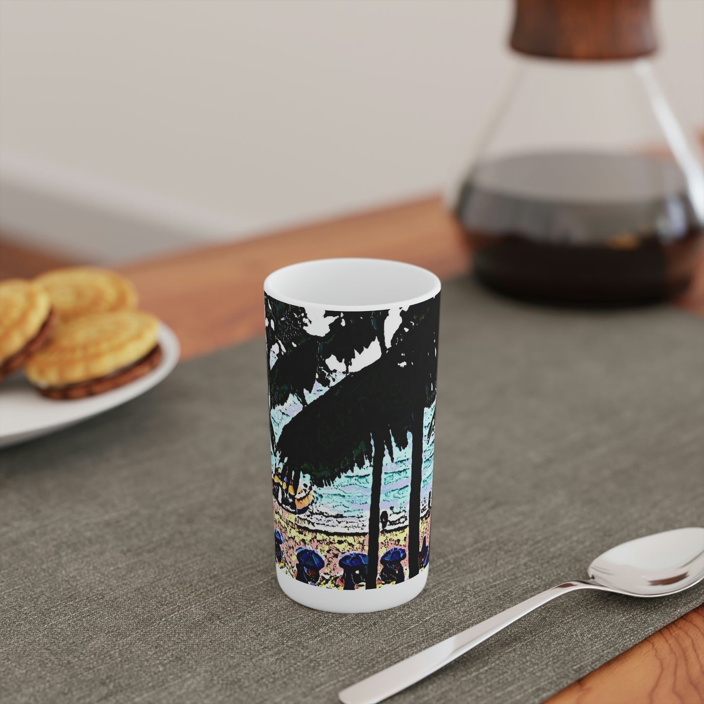 Conical Coffee Mugs (3oz, 8oz, 12oz) ... "A Beautiful Beach Amongst The Palms" ... The Outrigger Waikiki, Honolulu, Oahu ... Original Works ...