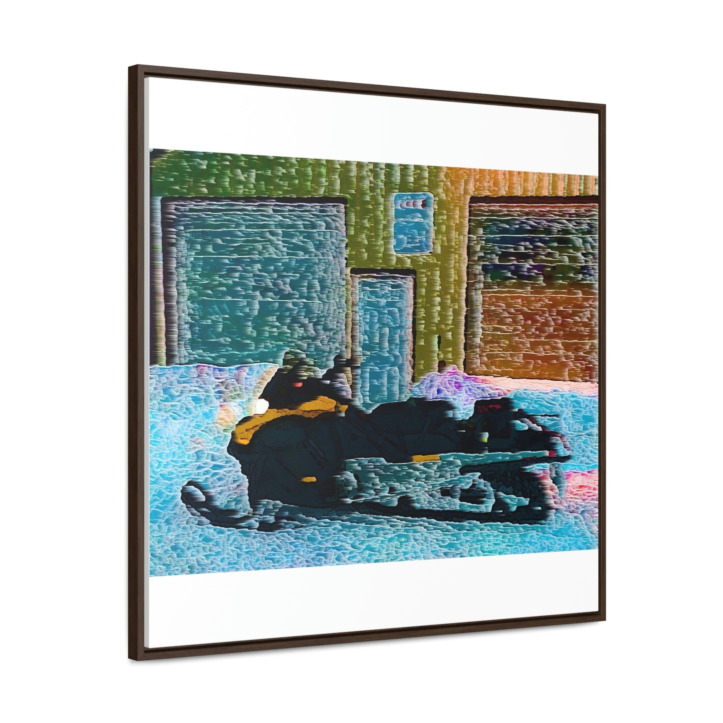 Gallery Canvas Wraps, Square Frame ... Snowmobile & Impressionalism ... 'Collecting Mail & Packages' .... Dixie, Idaho, USA ... Original Works: 10 Hours Rendering Time ...
