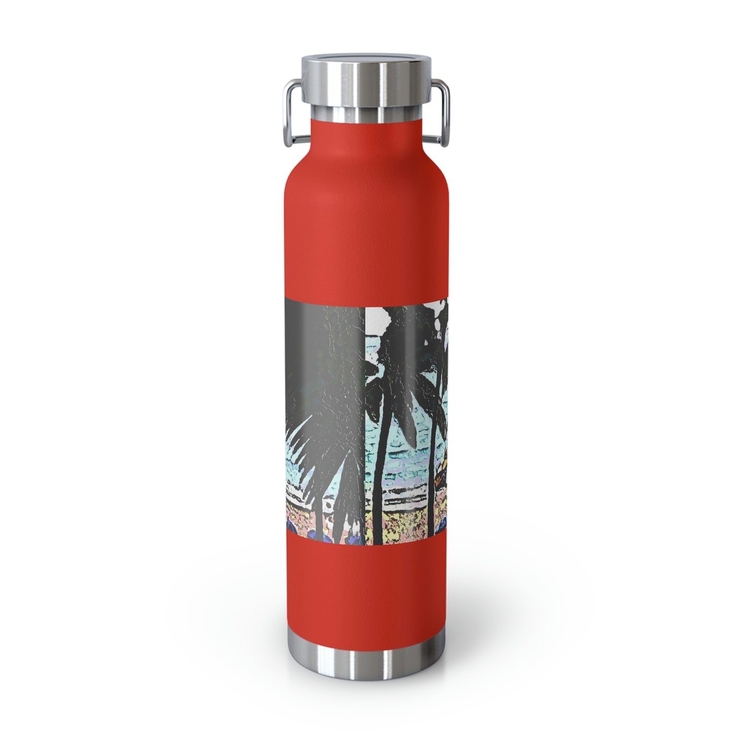 Copper Vacuum Insulated Bottle, 22oz ... "A Beautiful Beach Amongst The Palms" ... The Outrigger Waikiki, Honolulu, Oahu ... Original Works ...
