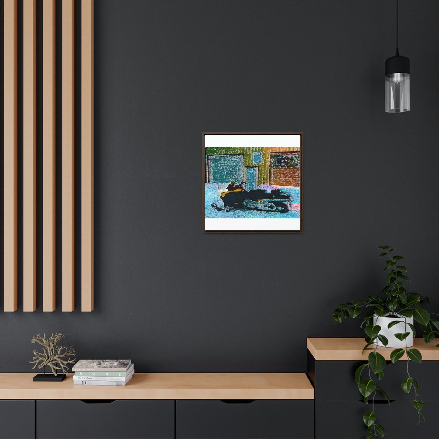 Gallery Canvas Wraps, Square Frame ... Snowmobile & Impressionalism ... 'Collecting Mail & Packages' .... Dixie, Idaho, USA ... Original Works: 10 Hours Rendering Time ...